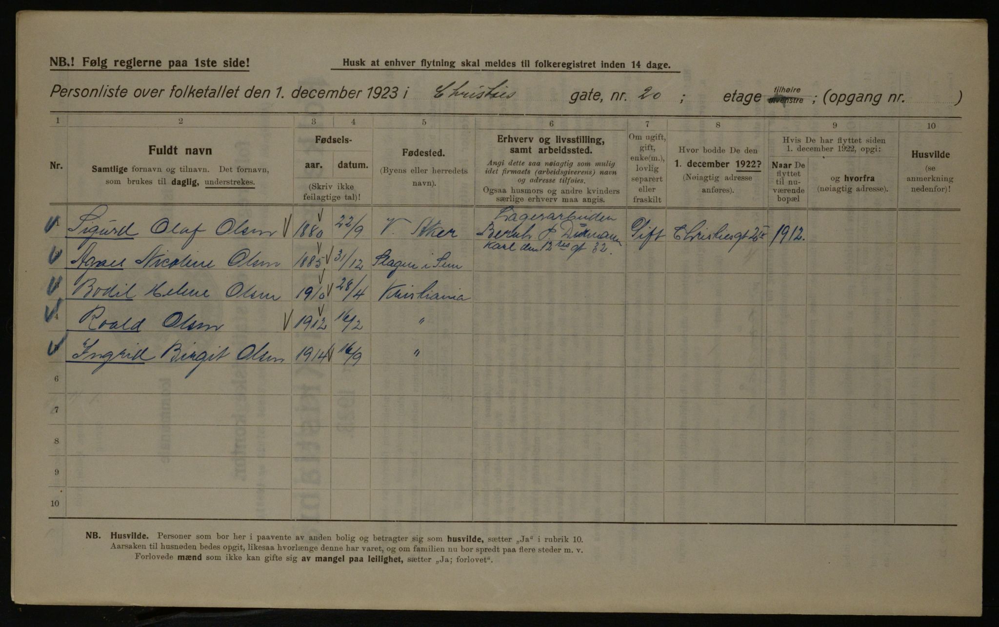 OBA, Kommunal folketelling 1.12.1923 for Kristiania, 1923, s. 13682