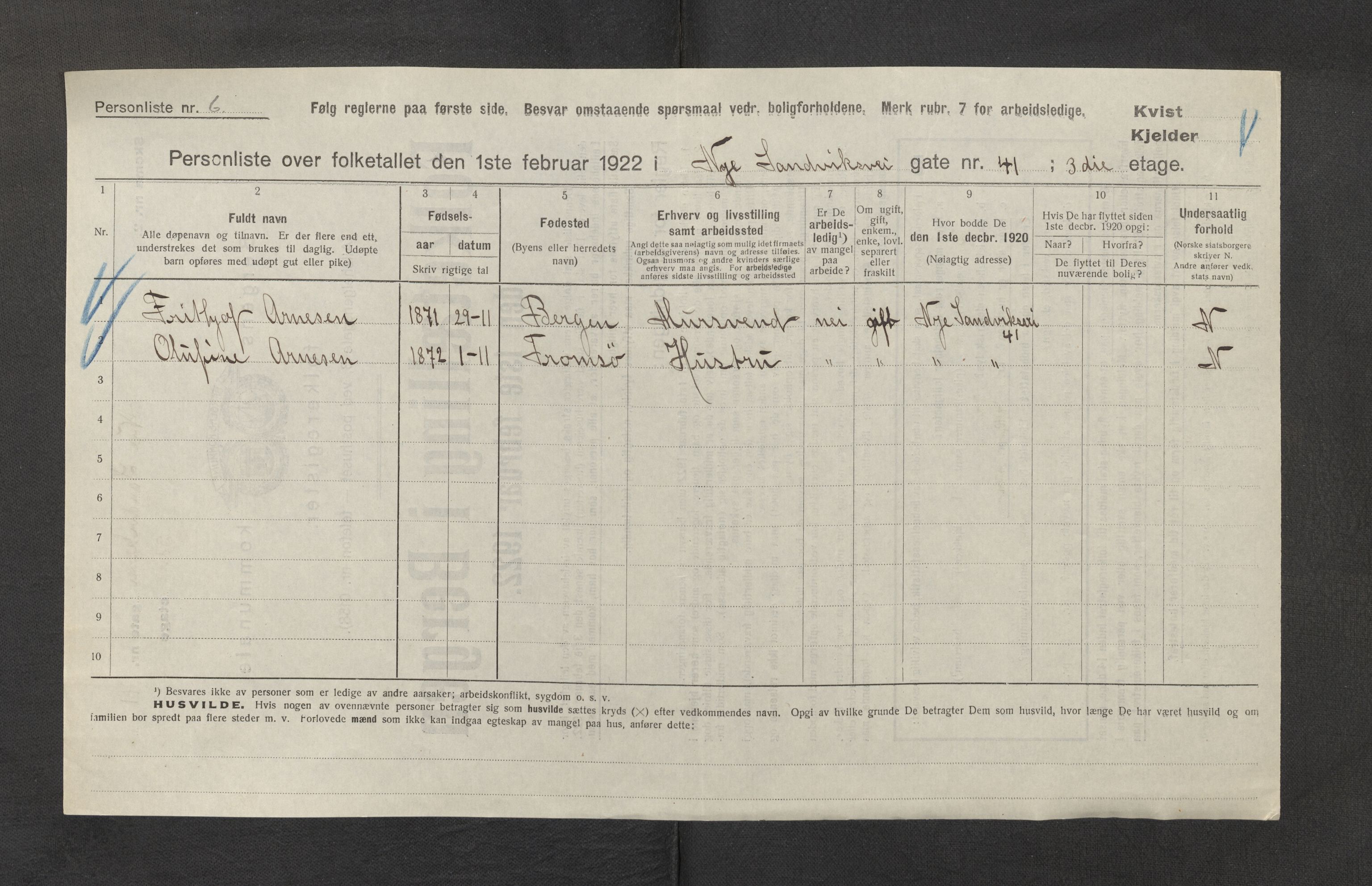 SAB, Kommunal folketelling 1922 for Bergen kjøpstad, 1922, s. 34886