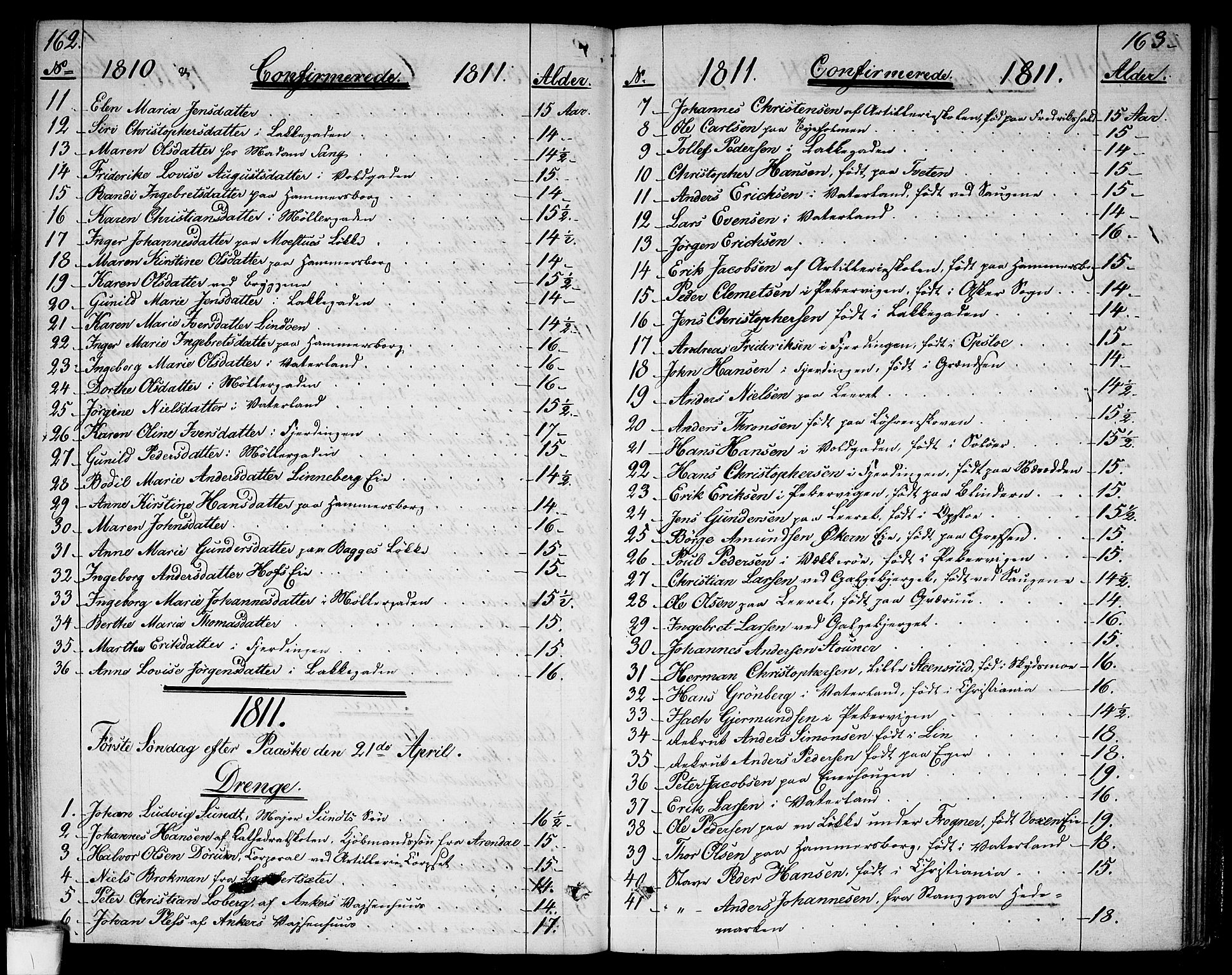 Garnisonsmenigheten Kirkebøker, SAO/A-10846/G/Ga/L0002: Klokkerbok nr. 2, 1810-1814, s. 162-163
