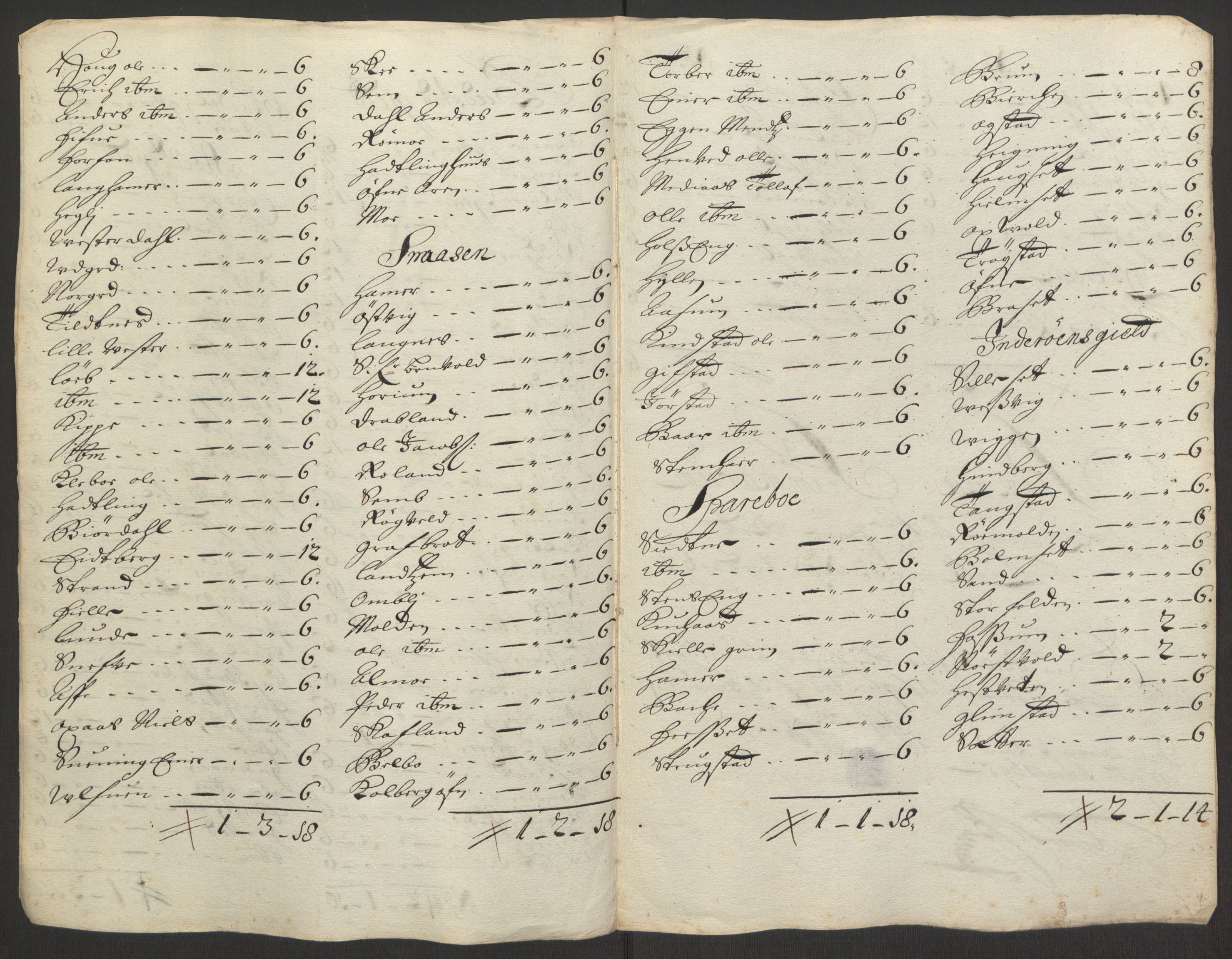 Rentekammeret inntil 1814, Reviderte regnskaper, Fogderegnskap, RA/EA-4092/R63/L4308: Fogderegnskap Inderøy, 1692-1694, s. 535