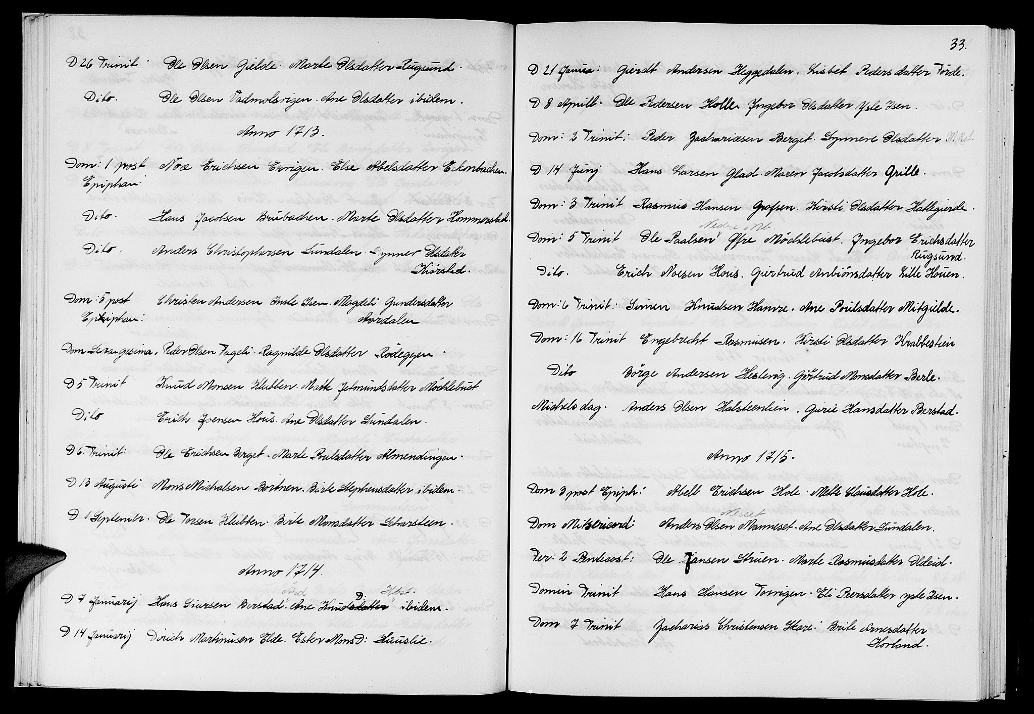 Davik sokneprestembete, AV/SAB-A-79701/H/Haa/Haaa/L0001: Ministerialbok nr. A 1, 1710-1742, s. 33