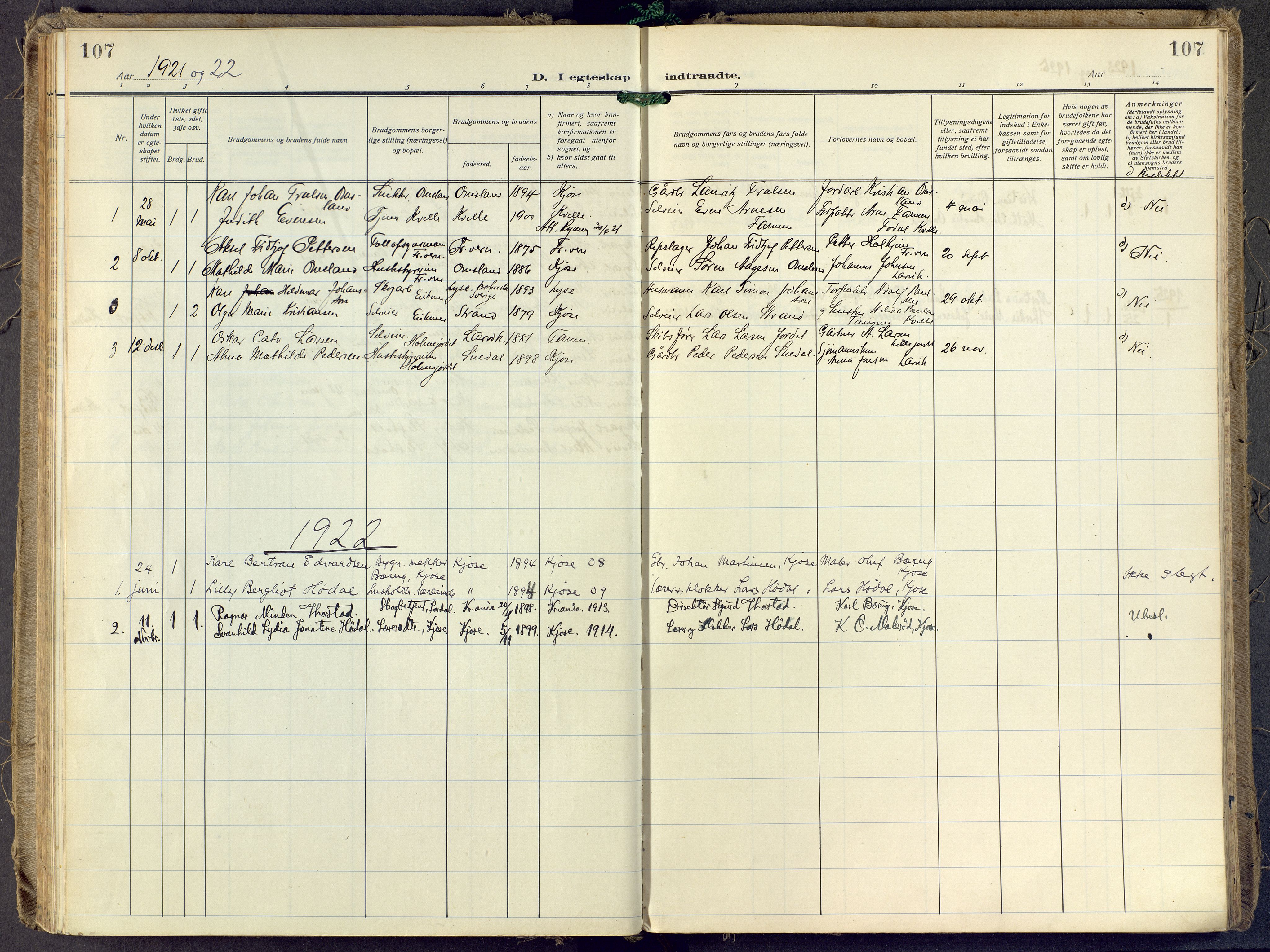 Brunlanes kirkebøker, AV/SAKO-A-342/F/Fd/L0002: Ministerialbok nr. IV 2, 1918-1958, s. 107