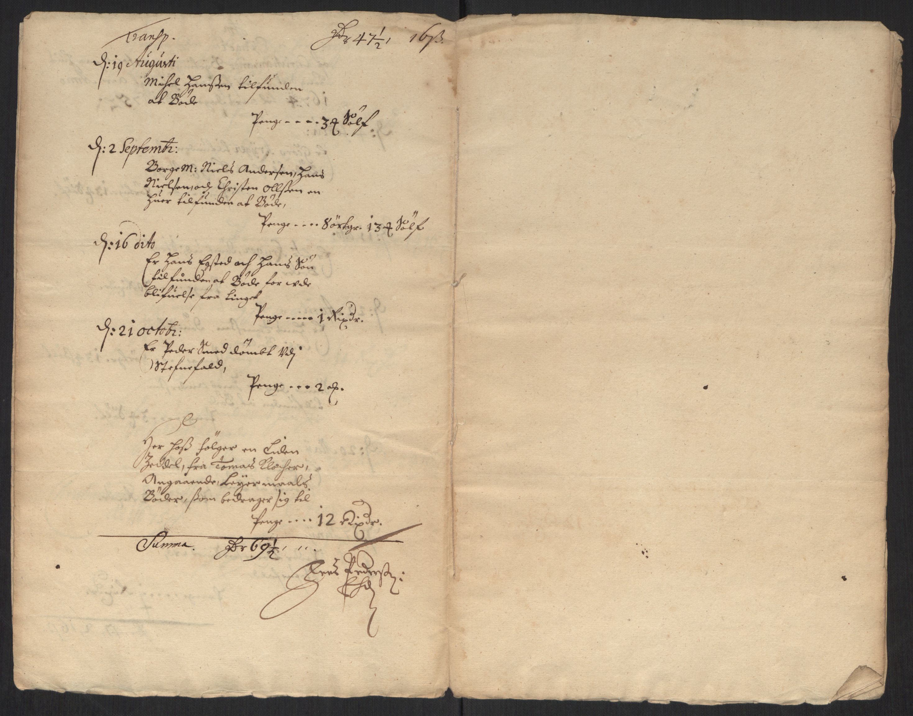 Rentekammeret inntil 1814, Reviderte regnskaper, Byregnskaper, AV/RA-EA-4066/R/Rm/L0284: [M17] Sikt og sakefall, 1658-1680, s. 274