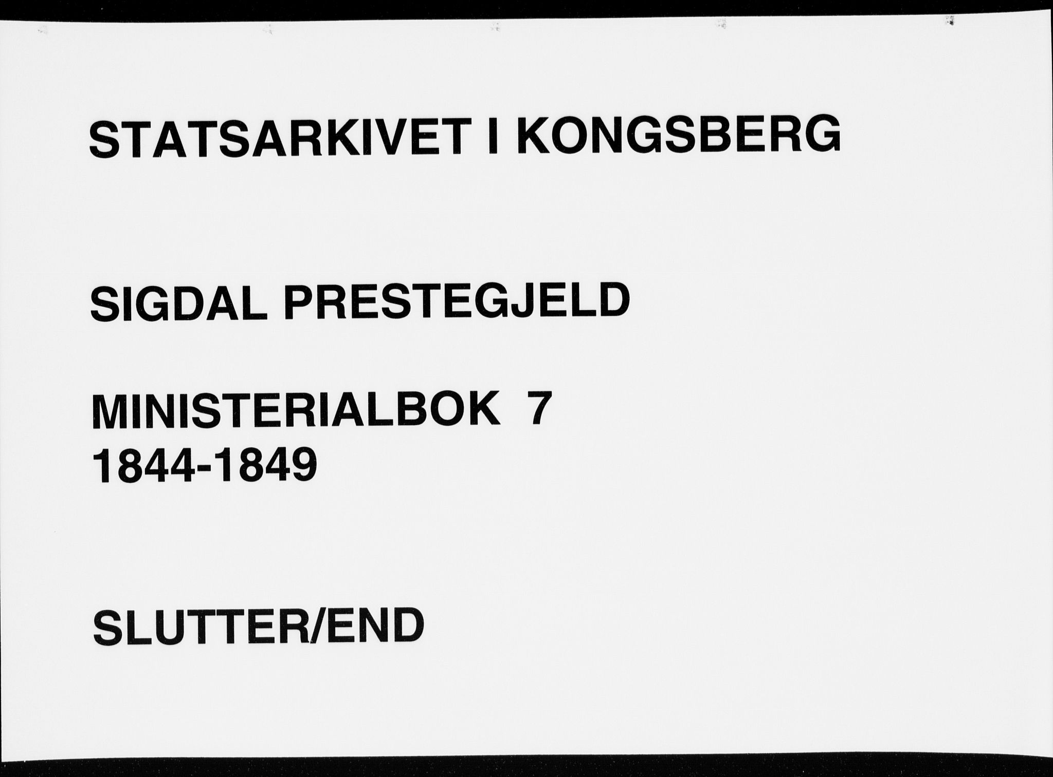 Sigdal kirkebøker, AV/SAKO-A-245/F/Fa/L0007: Ministerialbok nr. I 7, 1844-1849