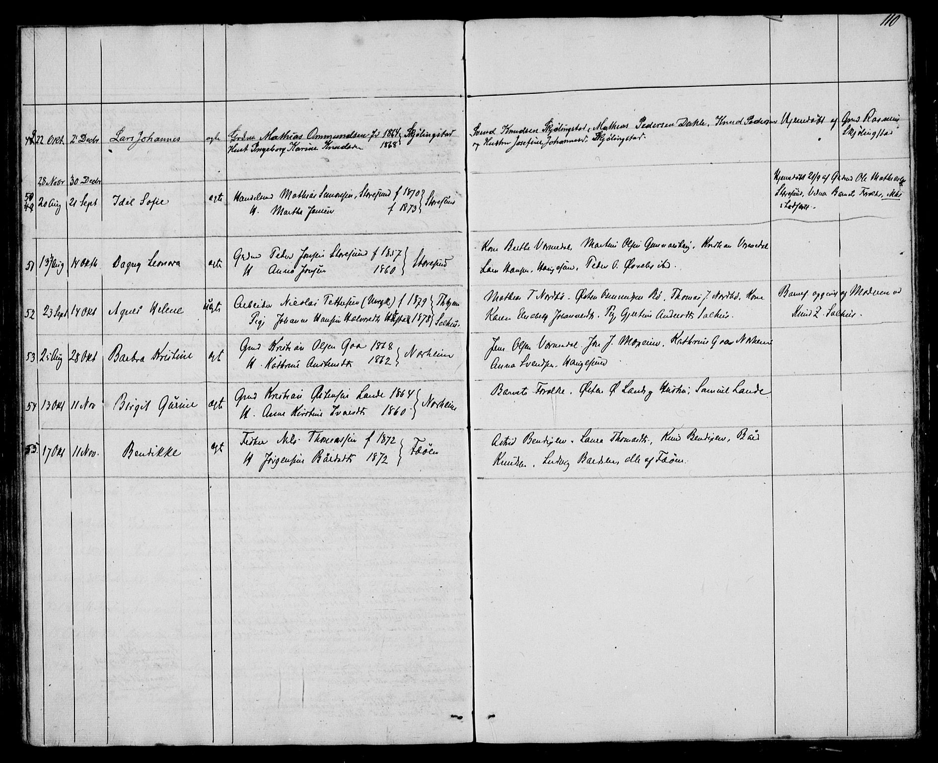 Torvastad sokneprestkontor, SAST/A -101857/H/Ha/Hab/L0003: Klokkerbok nr. B 3, 1850-1900, s. 110