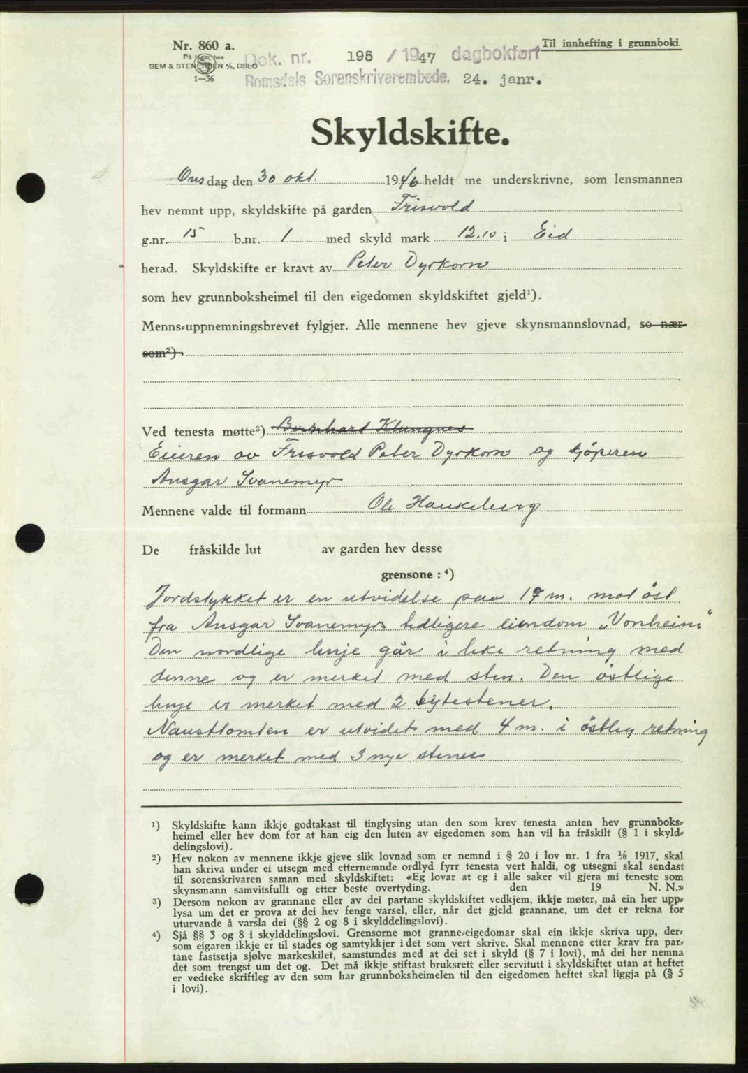 Romsdal sorenskriveri, SAT/A-4149/1/2/2C: Pantebok nr. A22, 1947-1947, Dagboknr: 195/1947