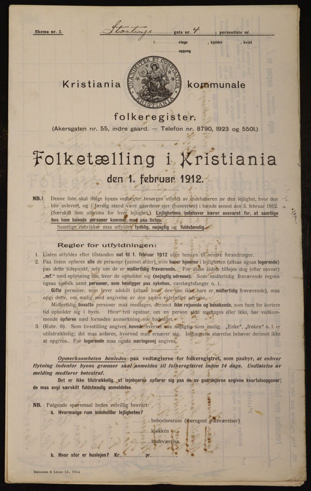 OBA, Kommunal folketelling 1.2.1912 for Kristiania, 1912, s. 103581