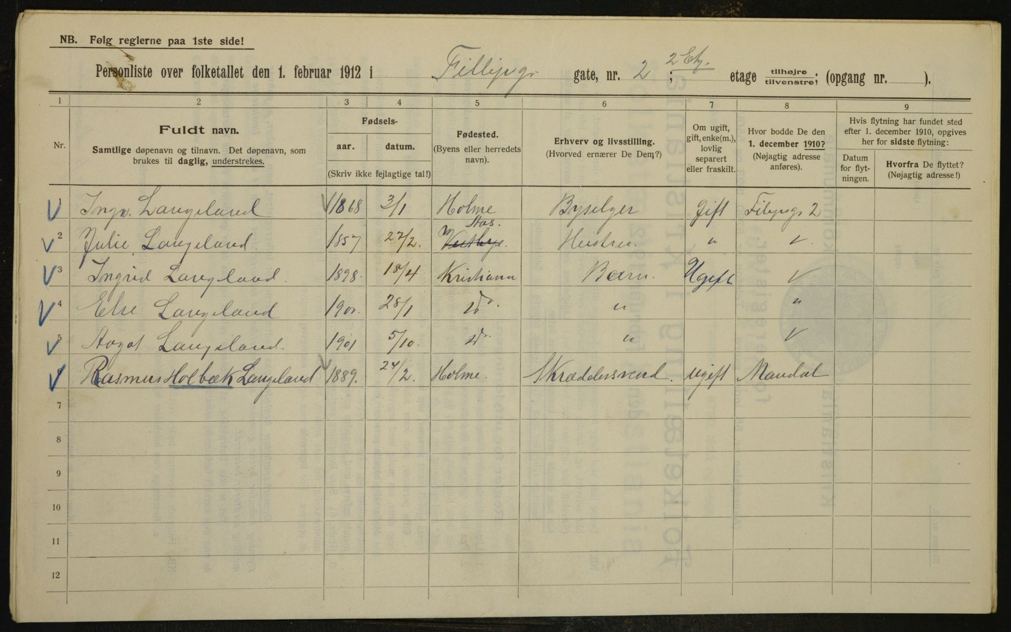 OBA, Kommunal folketelling 1.2.1912 for Kristiania, 1912, s. 24200