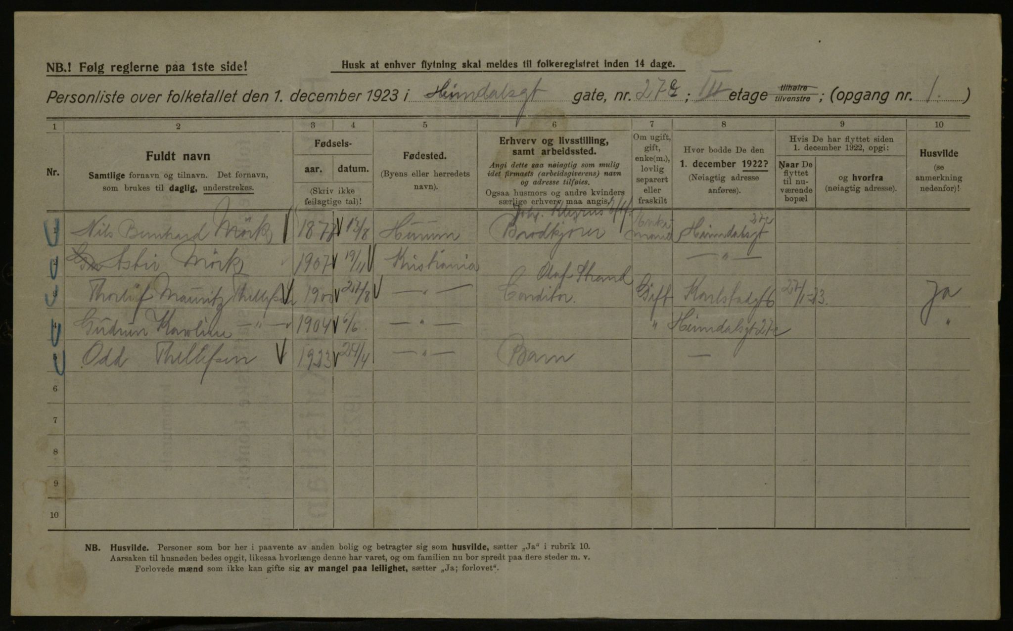 OBA, Kommunal folketelling 1.12.1923 for Kristiania, 1923, s. 41805