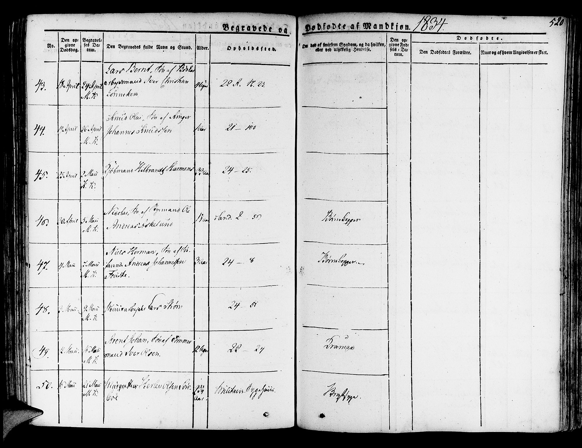 Korskirken sokneprestembete, AV/SAB-A-76101/H/Haa/L0014: Ministerialbok nr. A 14, 1823-1835, s. 520