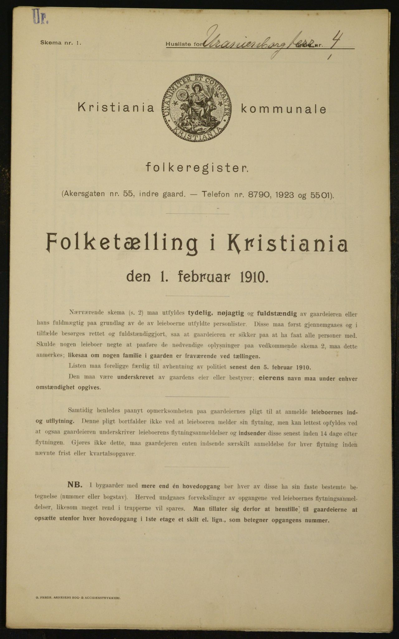 OBA, Kommunal folketelling 1.2.1910 for Kristiania, 1910, s. 113953