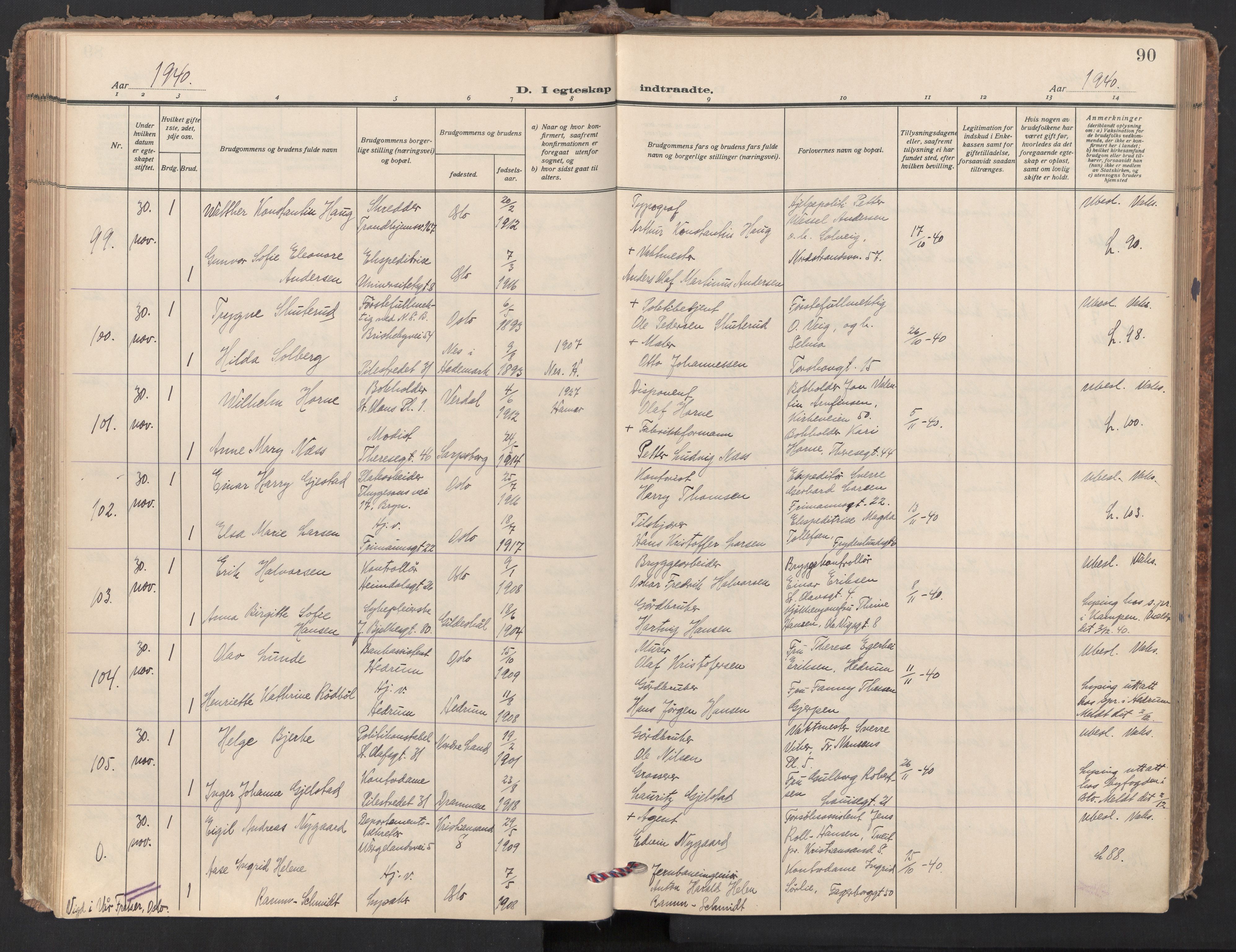 Trefoldighet prestekontor Kirkebøker, AV/SAO-A-10882/F/Fc/L0010: Ministerialbok nr. III 10, 1936-1954, s. 90