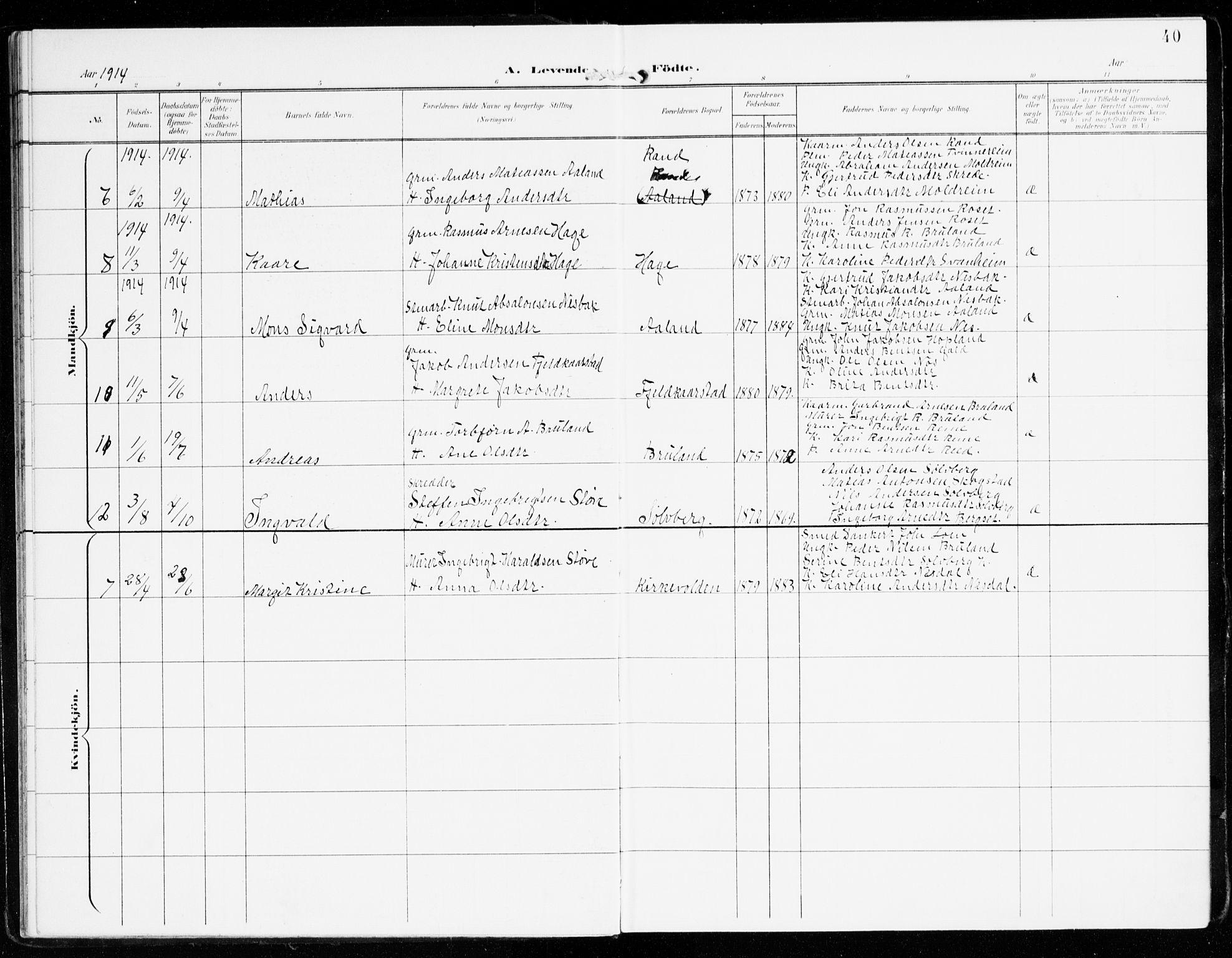 Innvik sokneprestembete, AV/SAB-A-80501: Ministerialbok nr. D 2, 1900-1921, s. 40