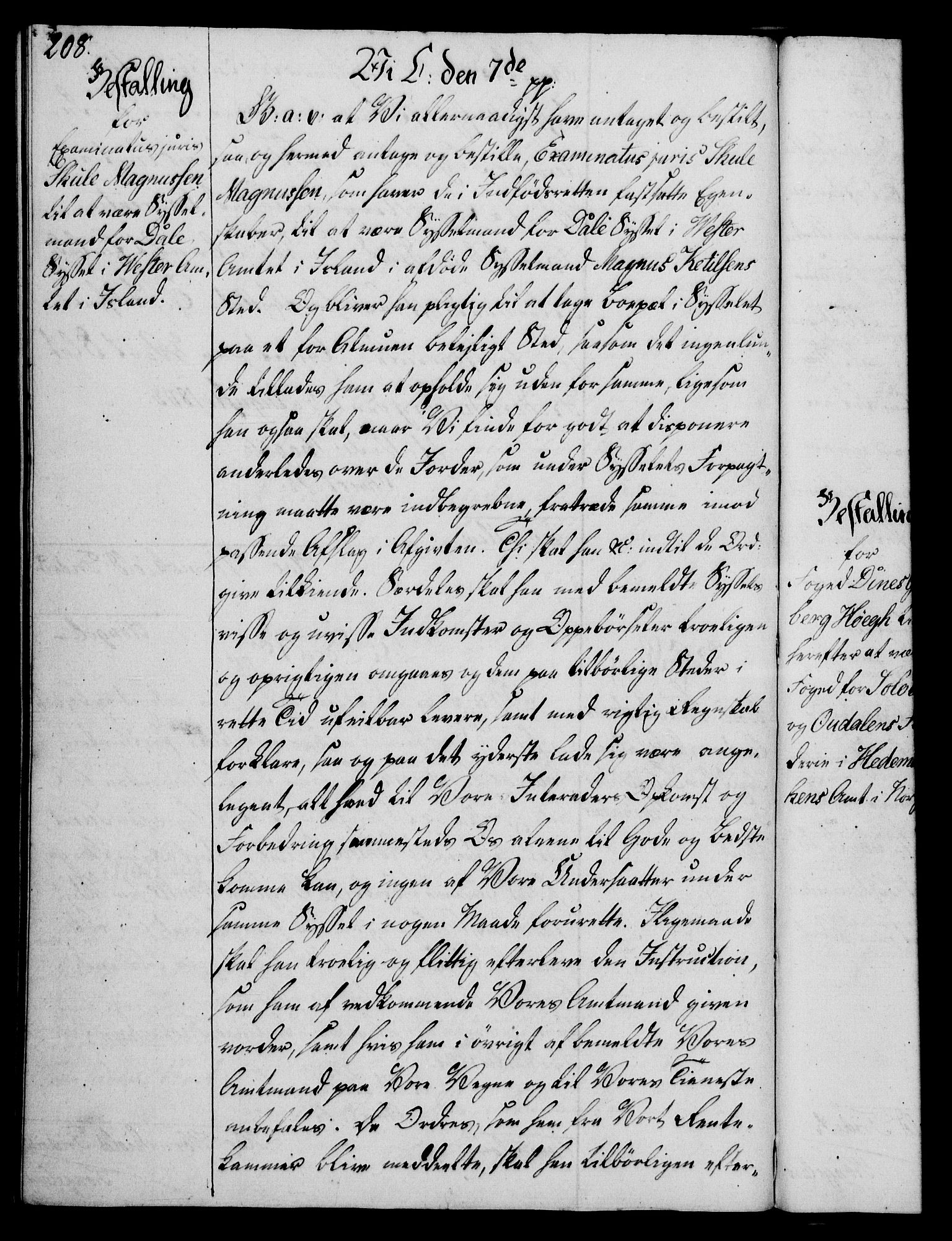 Rentekammeret, Kammerkanselliet, RA/EA-3111/G/Gg/Gge/L0006: Norsk bestallingsprotokoll med register (merket RK 53.30), 1773-1814, s. 208