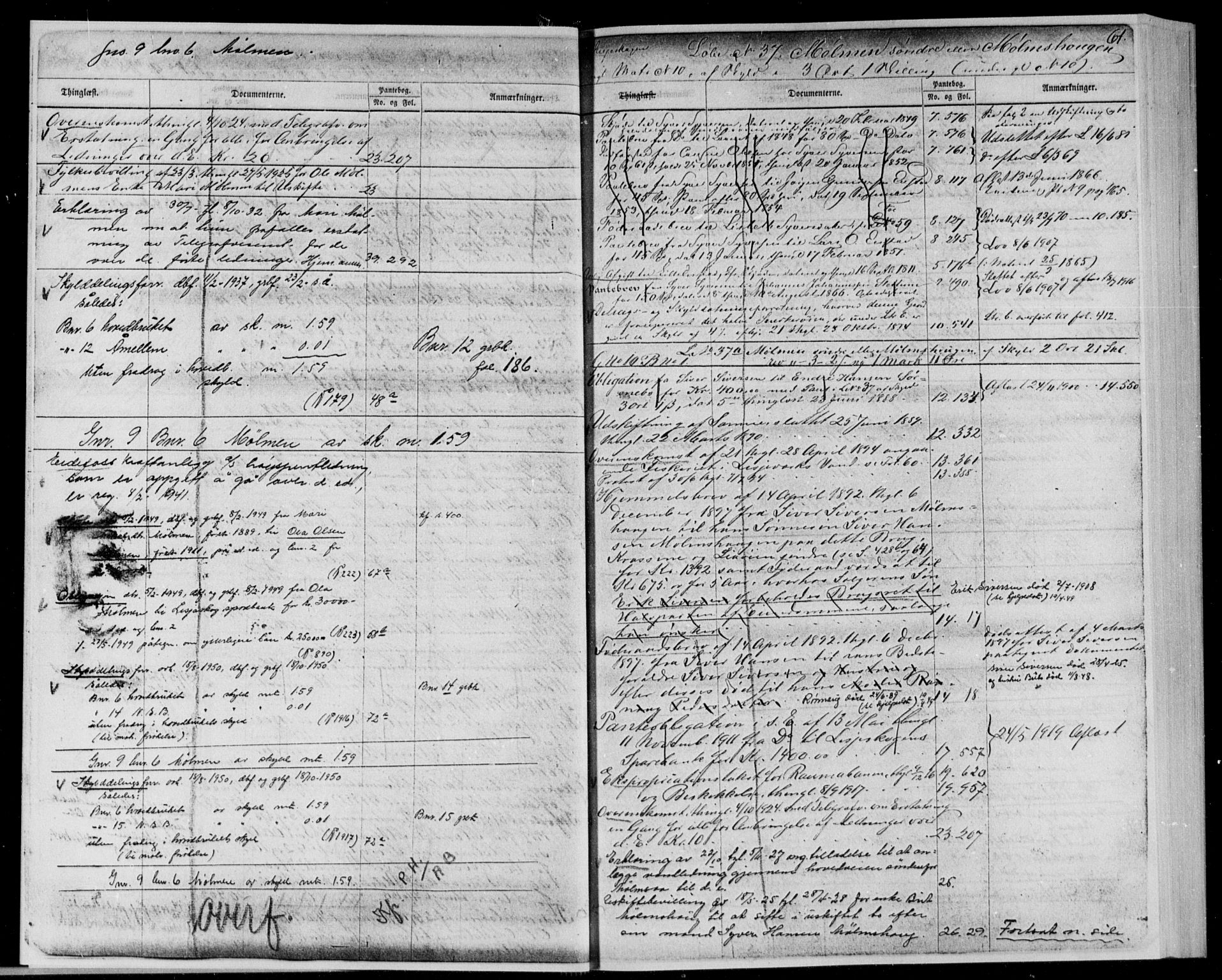 Nord-Gudbrandsdal tingrett, AV/SAH-TING-002/H/Ha/Hac/L0001: Panteregister nr. 1, 1863-1950, s. 61