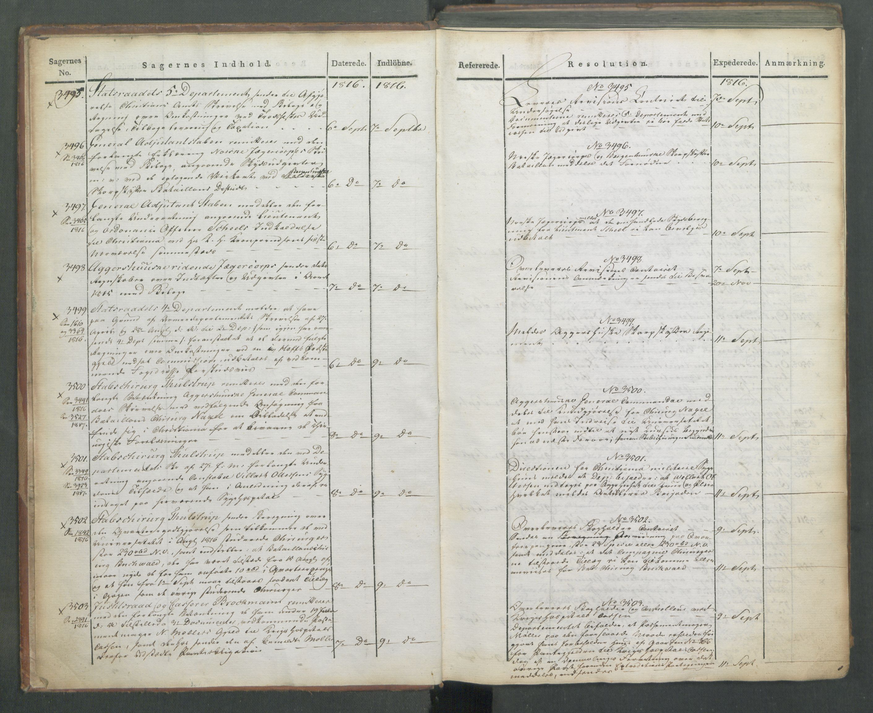 Armédepartementet, AV/RA-RAFA-3493/C/Ca/L0009: 6. Departements Journal, 1816-1817