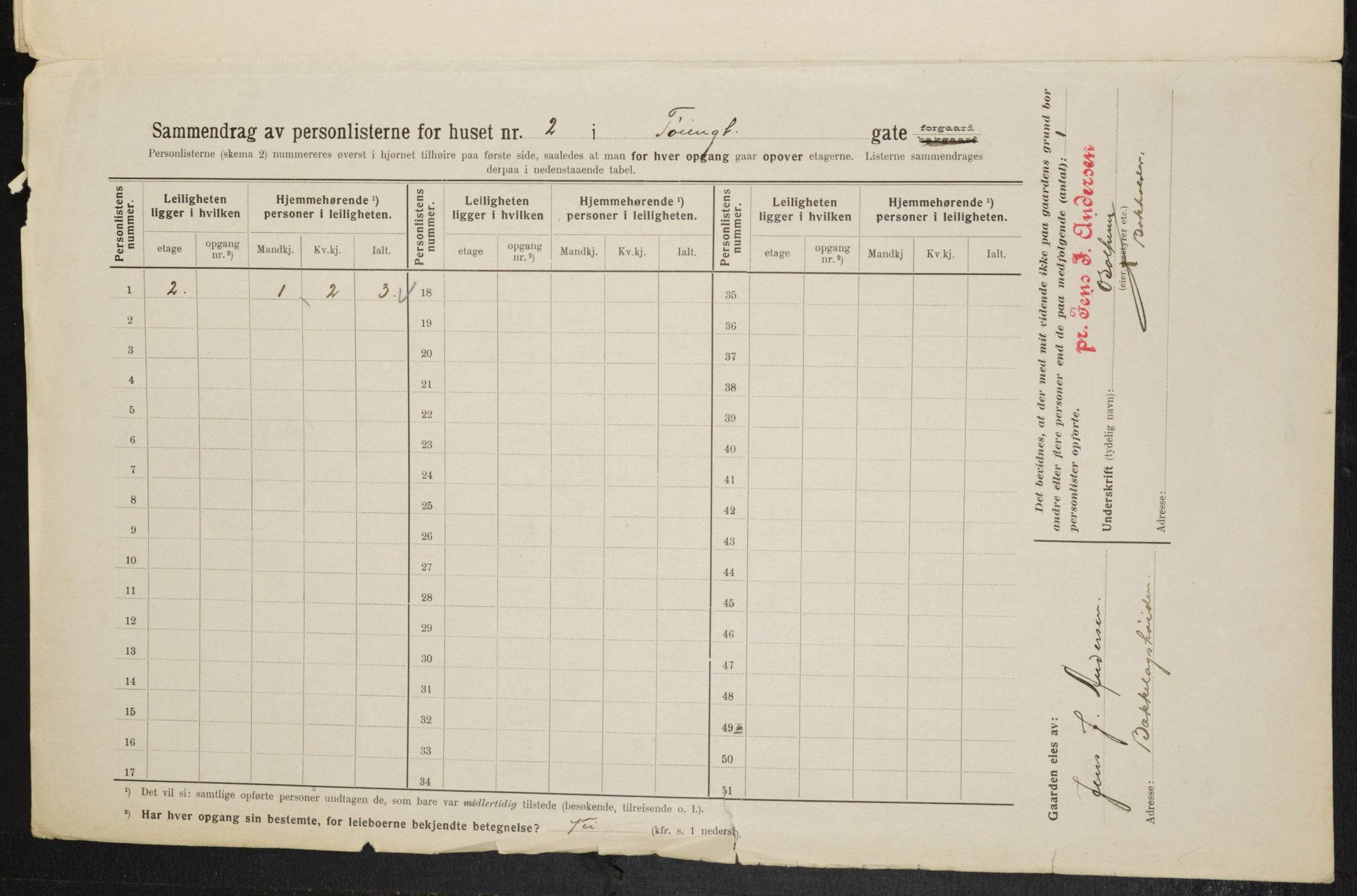 OBA, Kommunal folketelling 1.2.1914 for Kristiania, 1914, s. 118296