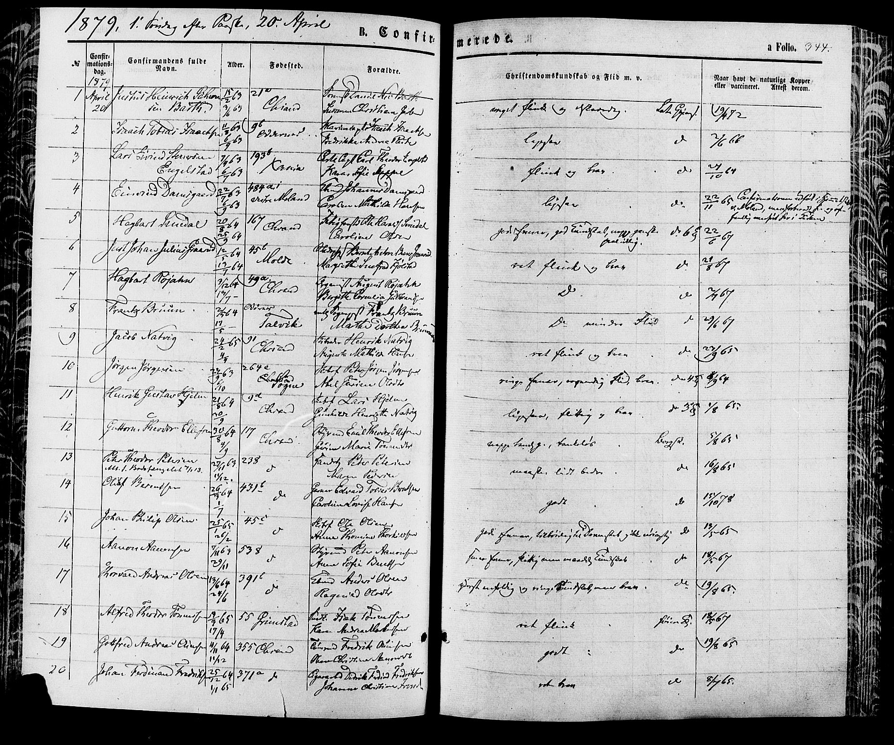 Kristiansand domprosti, AV/SAK-1112-0006/F/Fa/L0015: Ministerialbok nr. A 15, 1867-1880, s. 344