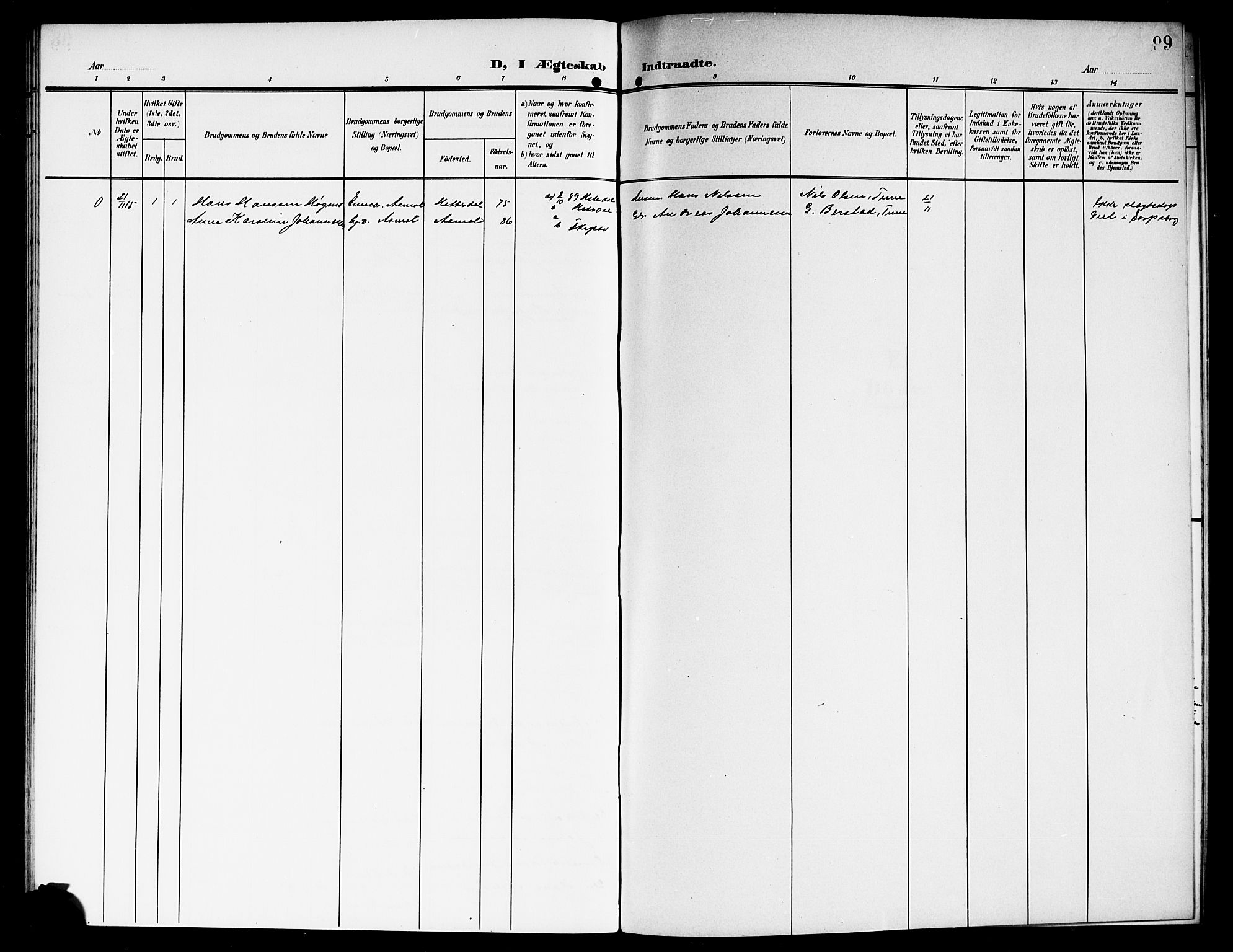 Skiptvet prestekontor Kirkebøker, SAO/A-20009/G/Ga/L0002: Klokkerbok nr. 2, 1905-1915, s. 99
