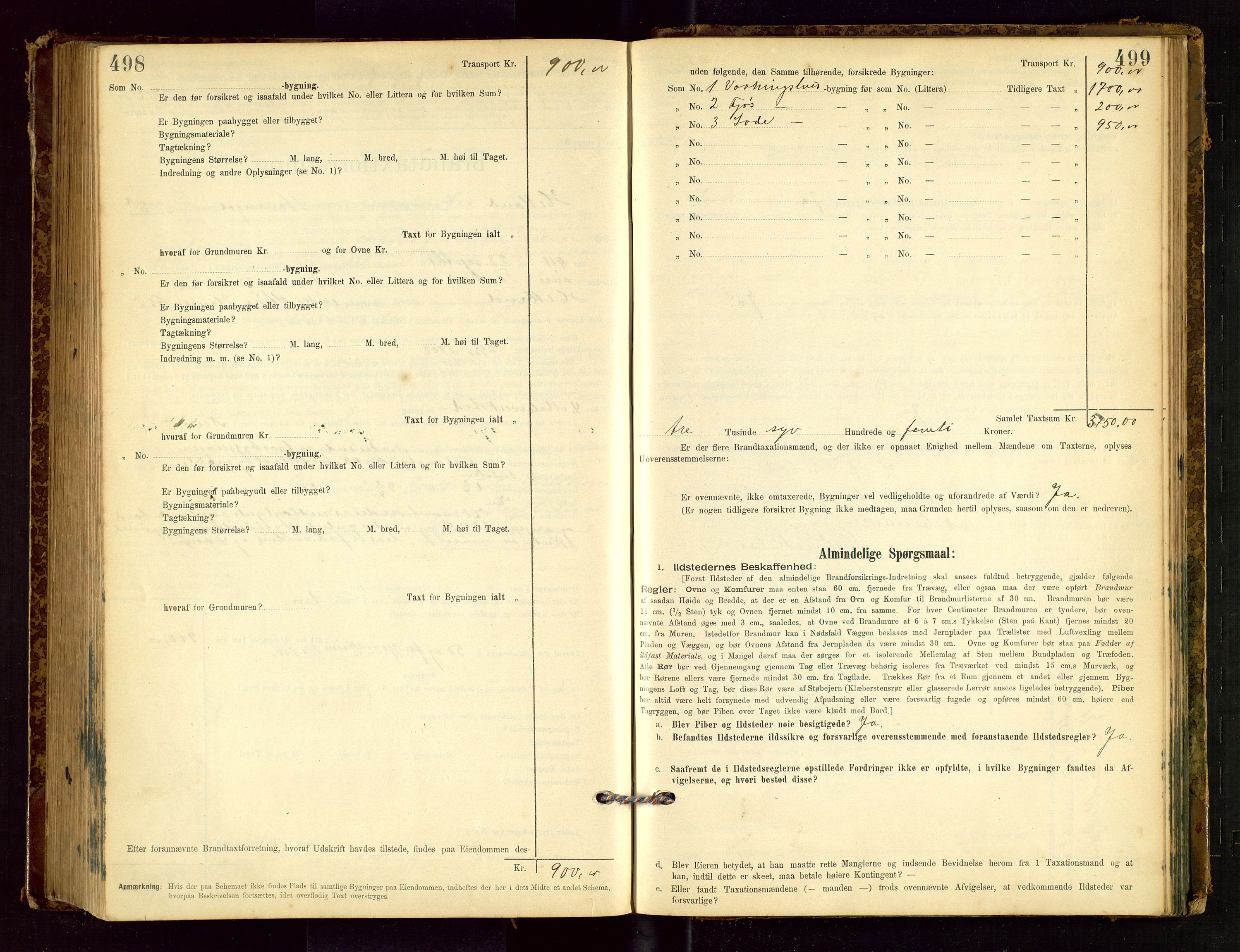 Hetland lensmannskontor, SAST/A-100101/Gob/L0001: "Brandtaxationsprotokol", 1895-1918, s. 498-499