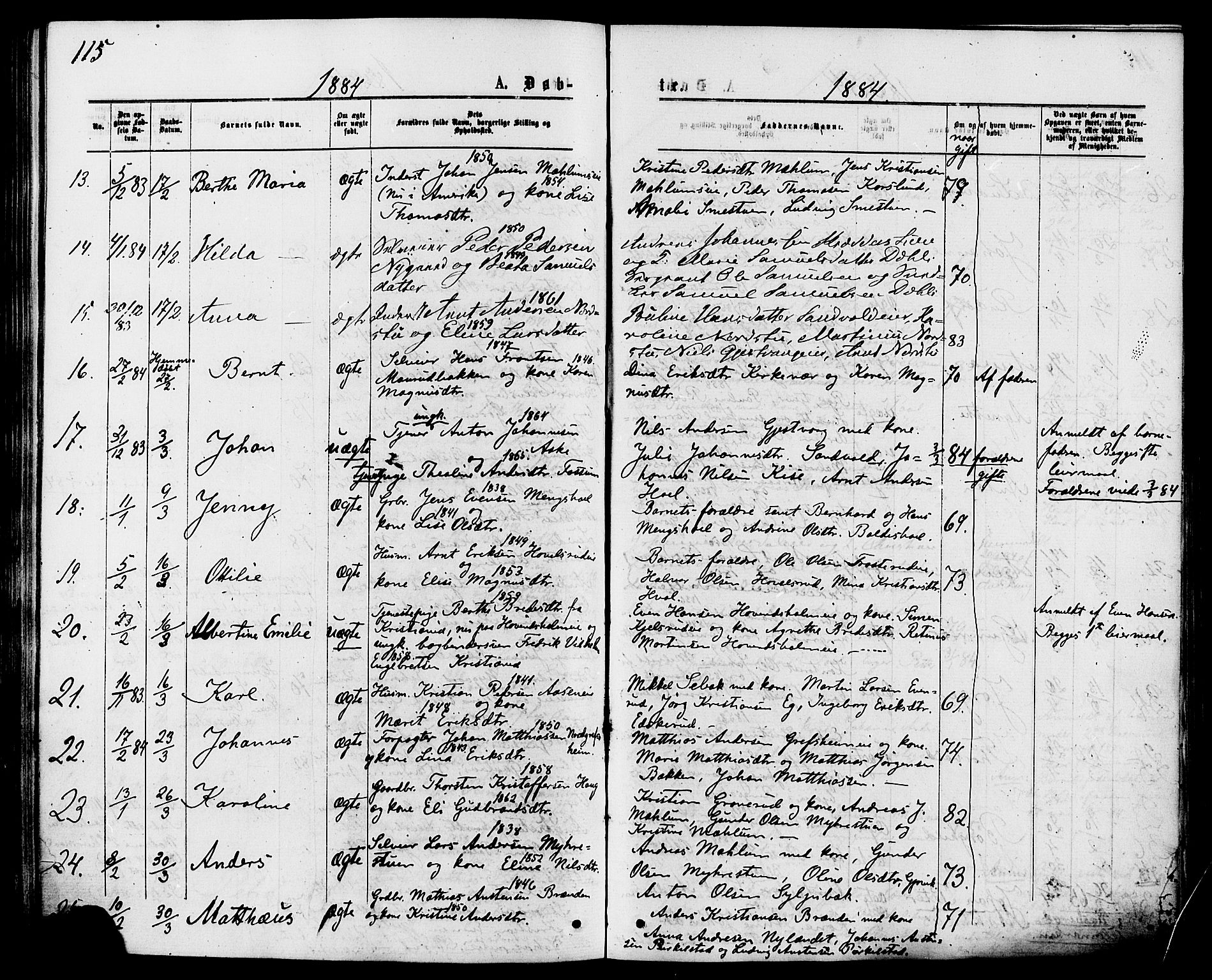 Nes prestekontor, Hedmark, AV/SAH-PREST-020/K/Ka/L0005: Ministerialbok nr. 5, 1872-1886, s. 115