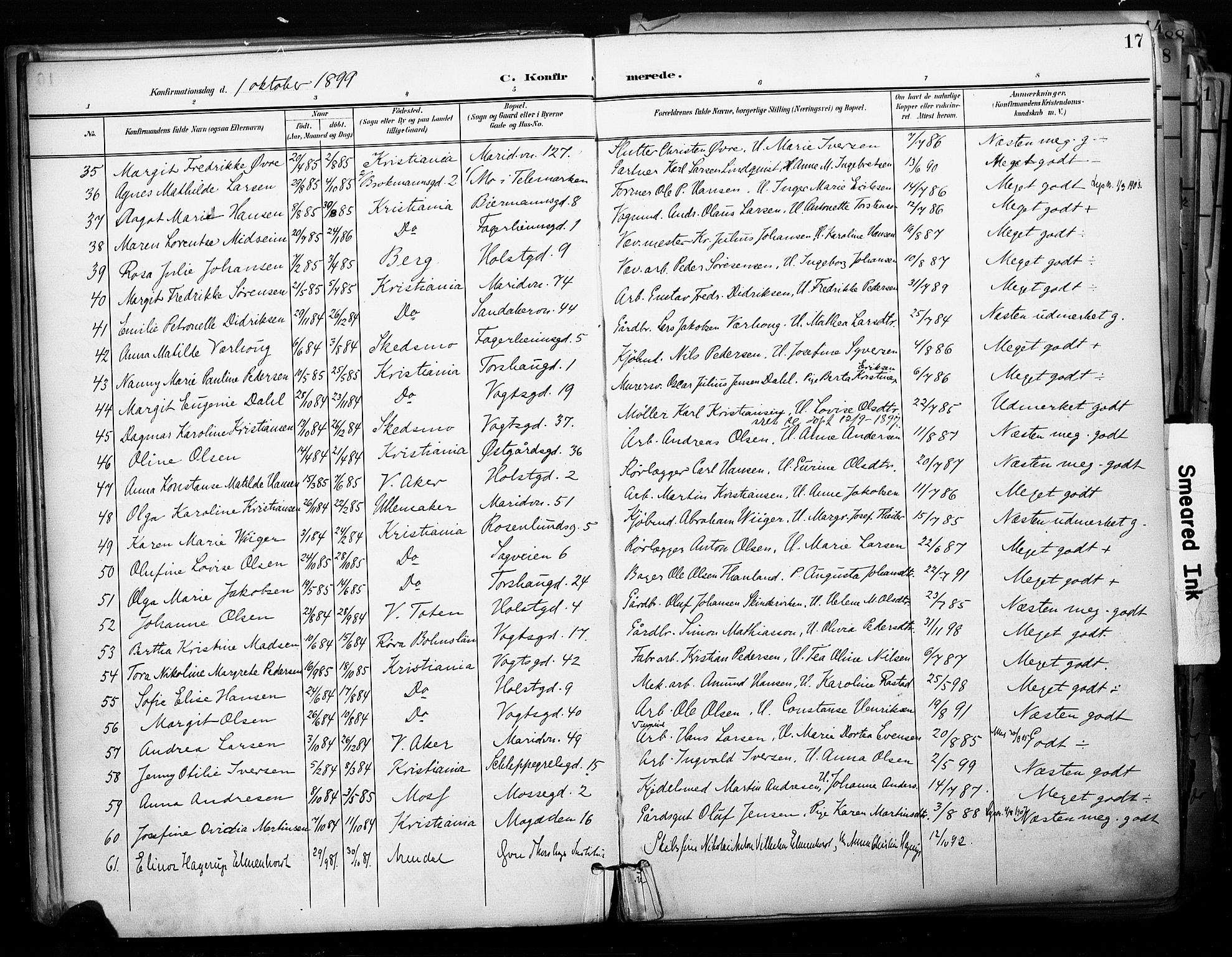 Sagene prestekontor Kirkebøker, AV/SAO-A-10796/F/L0005: Ministerialbok nr. 5, 1898-1911, s. 17