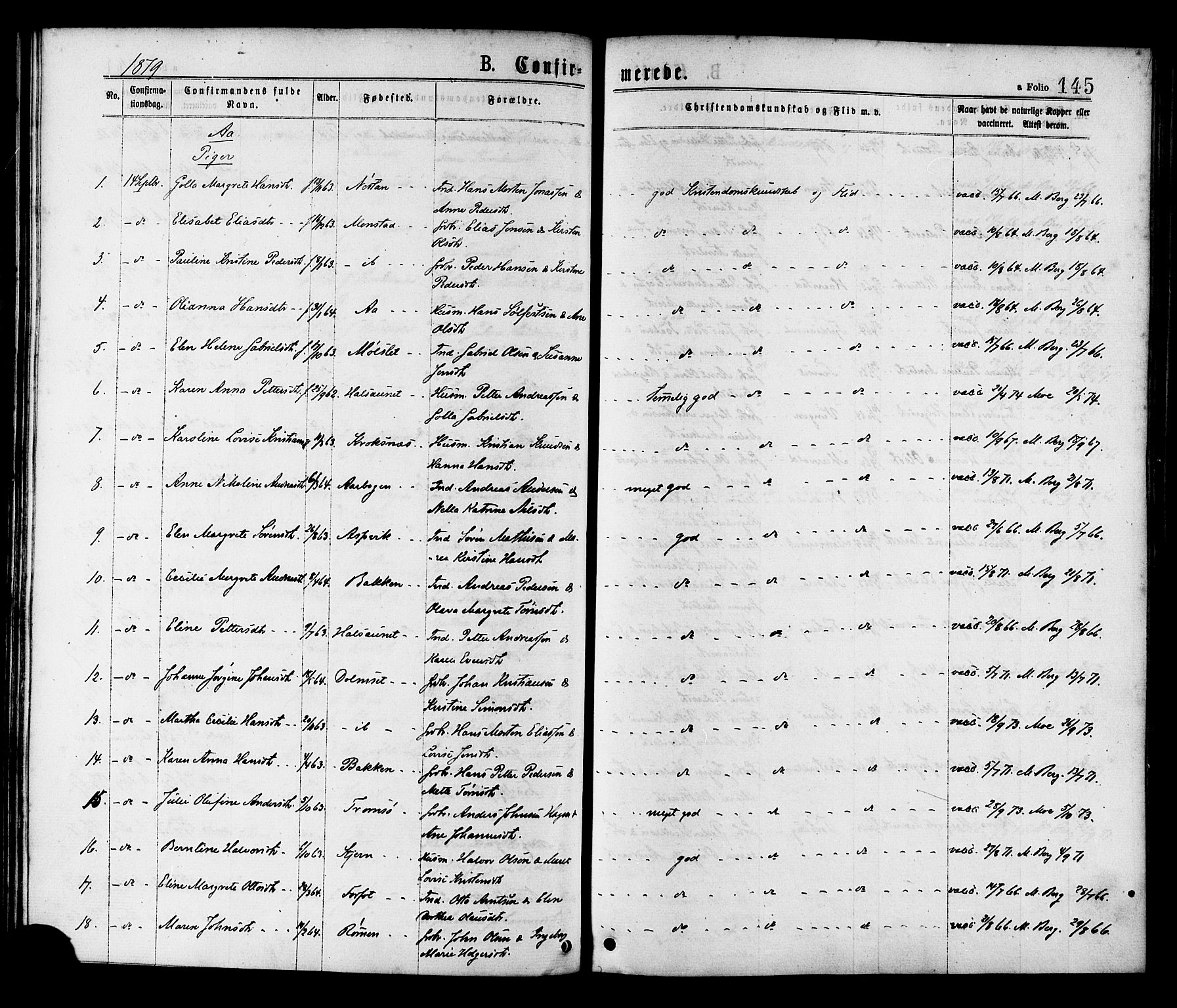Ministerialprotokoller, klokkerbøker og fødselsregistre - Sør-Trøndelag, SAT/A-1456/655/L0679: Ministerialbok nr. 655A08, 1873-1879, s. 145