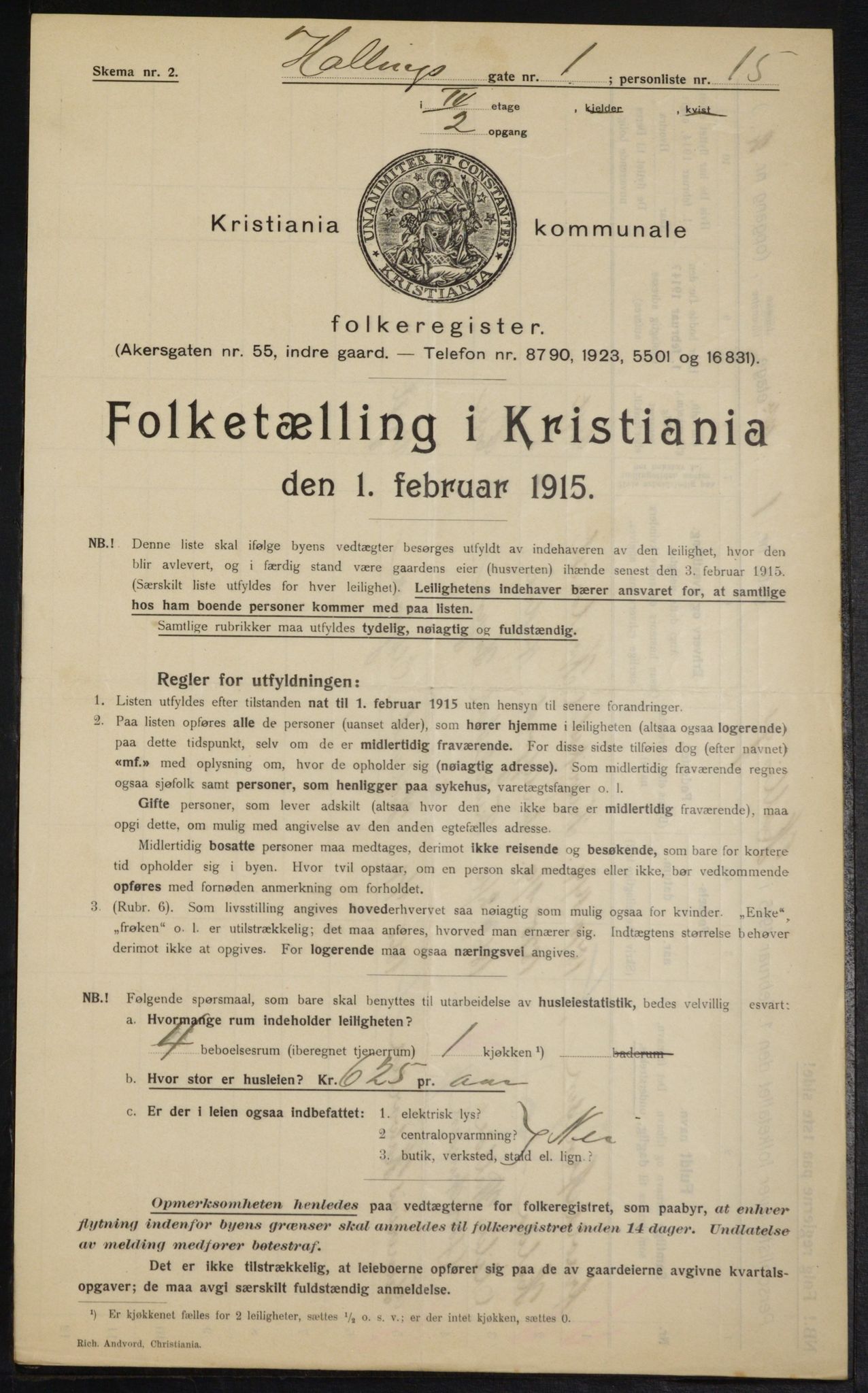 OBA, Kommunal folketelling 1.2.1915 for Kristiania, 1915, s. 33658