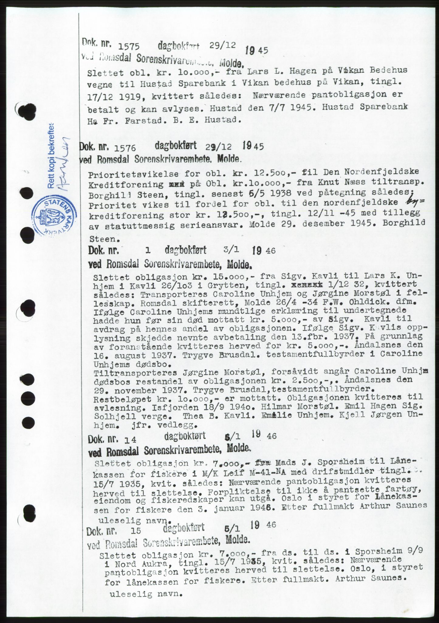 Romsdal sorenskriveri, SAT/A-4149/1/2/2C: Pantebok nr. C1b, 1946-1949, Tingl.dato: 29.12.1945