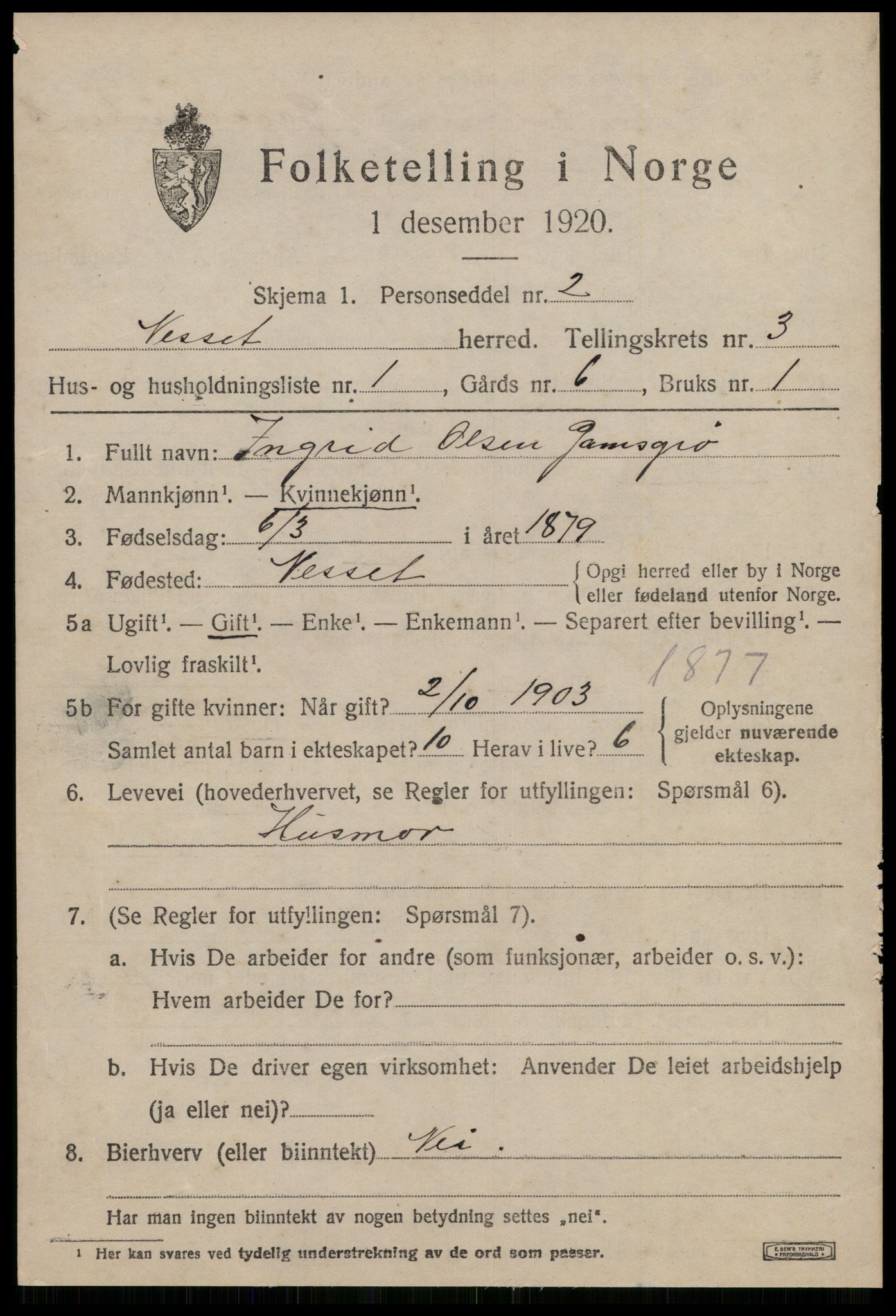 SAT, Folketelling 1920 for 1543 Nesset herred, 1920, s. 1292