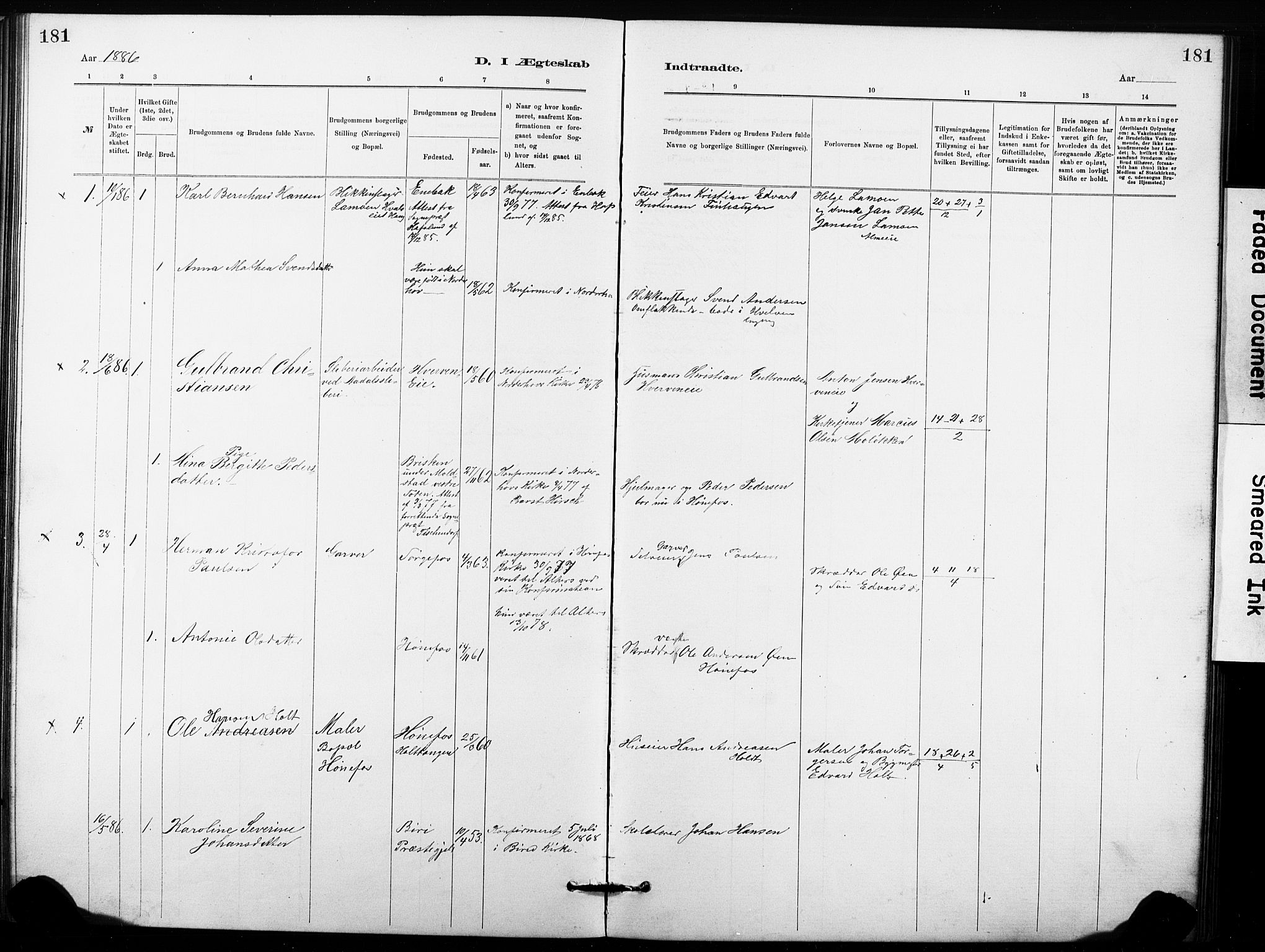 Hønefoss kirkebøker, SAKO/A-609/G/Ga/L0001: Klokkerbok nr. 1, 1870-1887, s. 181