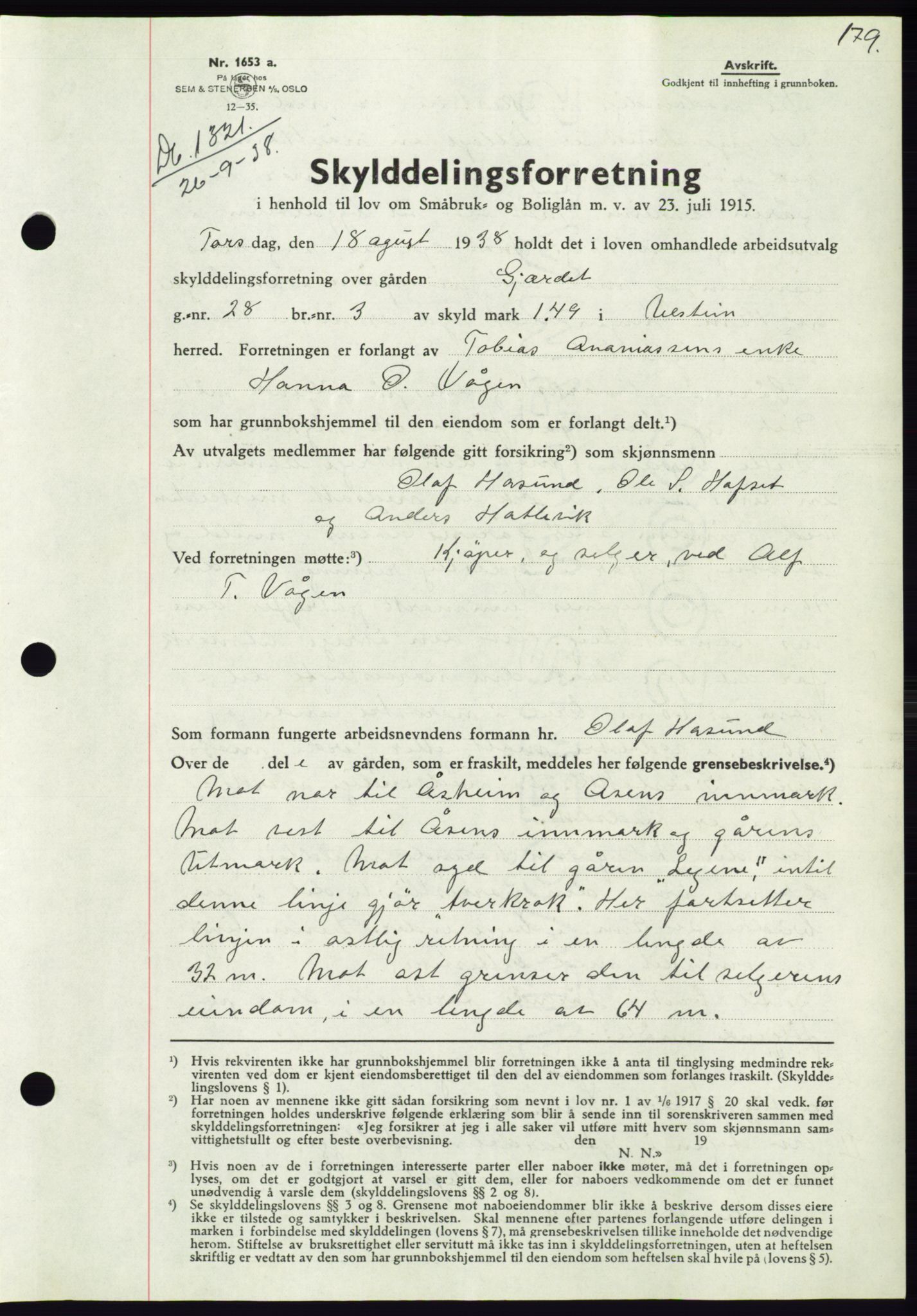 Søre Sunnmøre sorenskriveri, AV/SAT-A-4122/1/2/2C/L0066: Pantebok nr. 60, 1938-1938, Dagboknr: 1321/1938