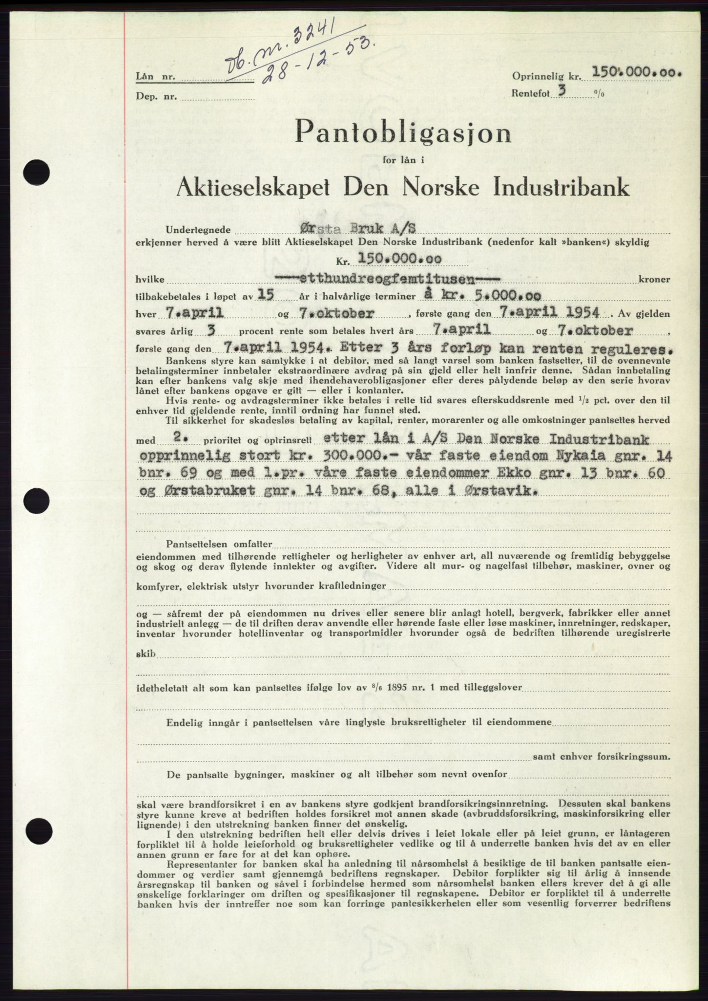 Søre Sunnmøre sorenskriveri, SAT/A-4122/1/2/2C/L0124: Pantebok nr. 12B, 1953-1954, Dagboknr: 3241/1953