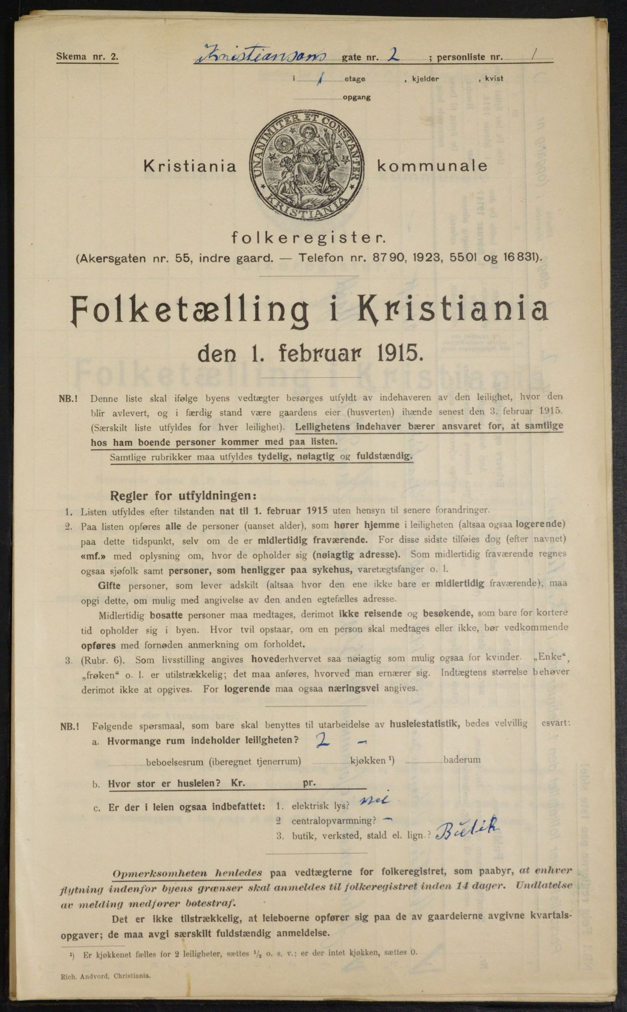 OBA, Kommunal folketelling 1.2.1915 for Kristiania, 1915, s. 53753