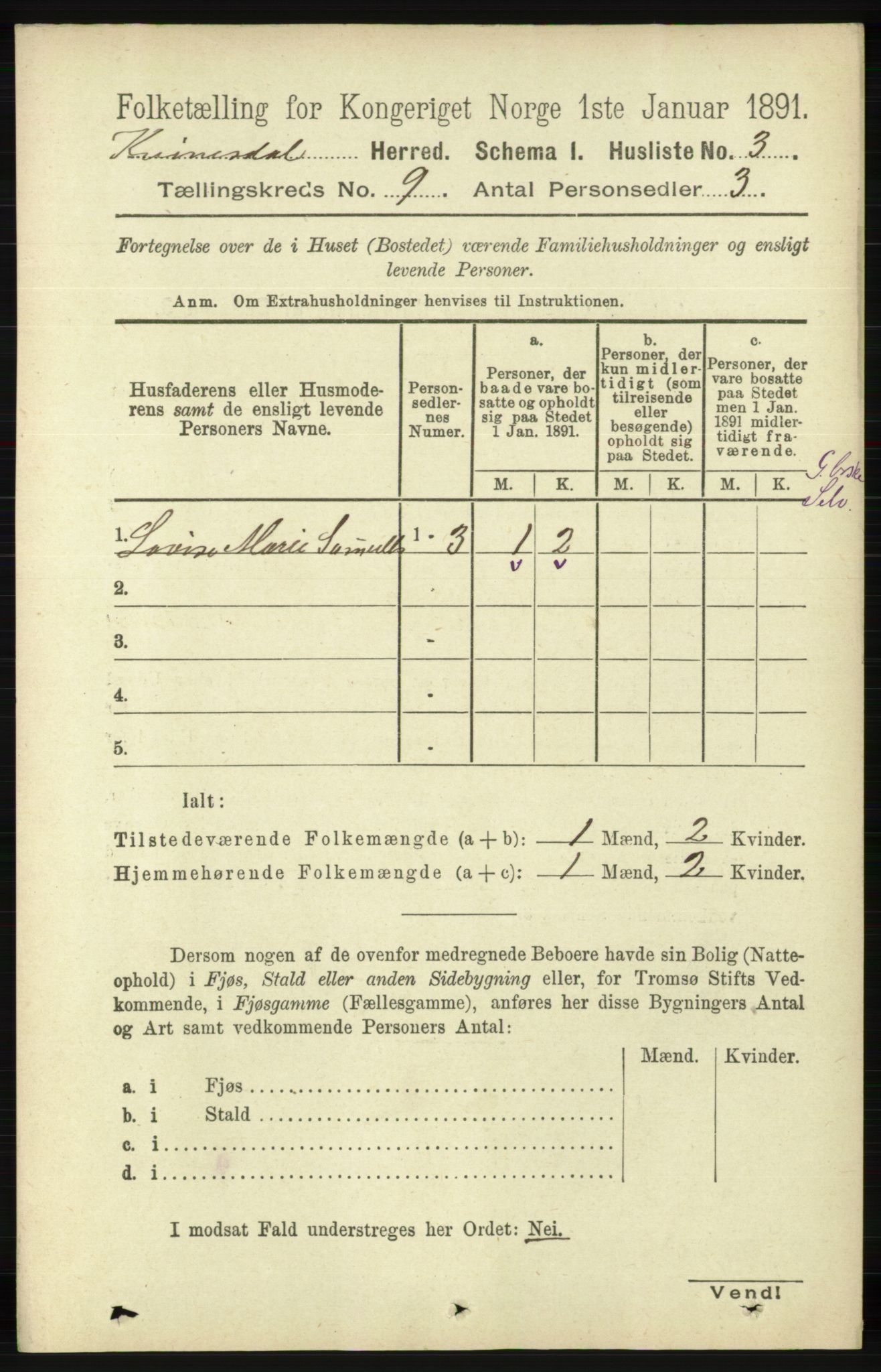 RA, Folketelling 1891 for 1037 Kvinesdal herred, 1891, s. 3211