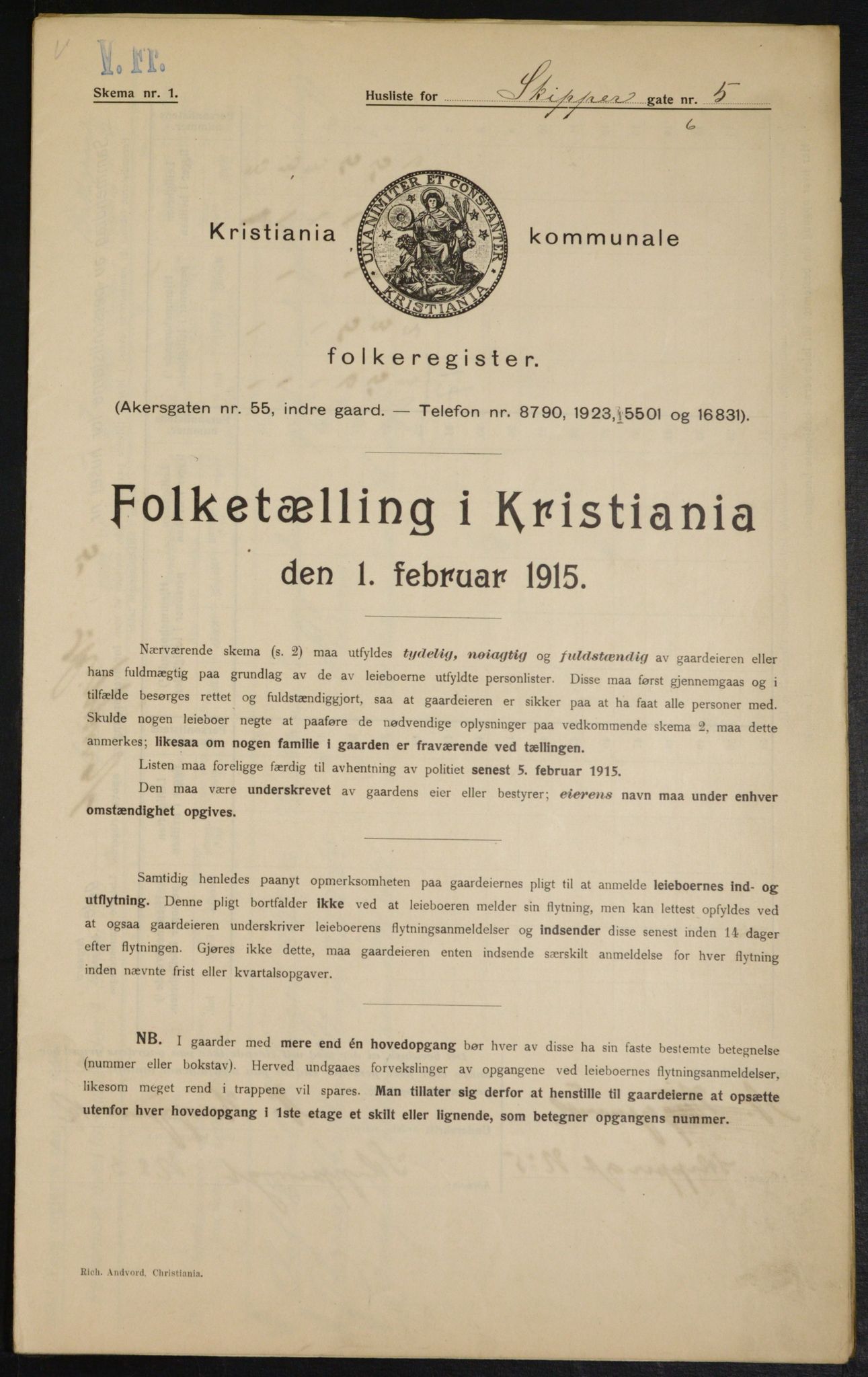 OBA, Kommunal folketelling 1.2.1915 for Kristiania, 1915, s. 95353