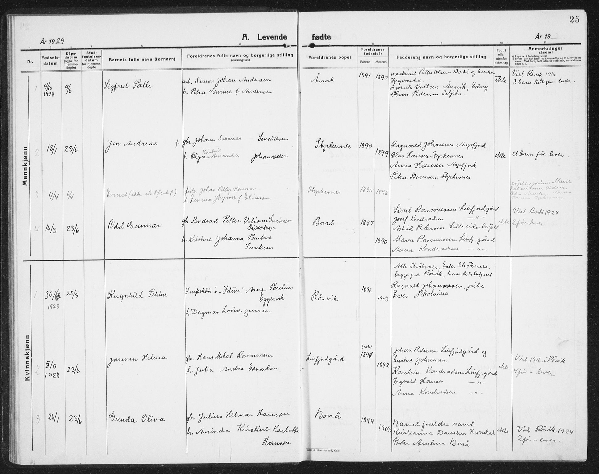 Ministerialprotokoller, klokkerbøker og fødselsregistre - Nordland, SAT/A-1459/854/L0788: Klokkerbok nr. 854C04, 1926-1940, s. 25