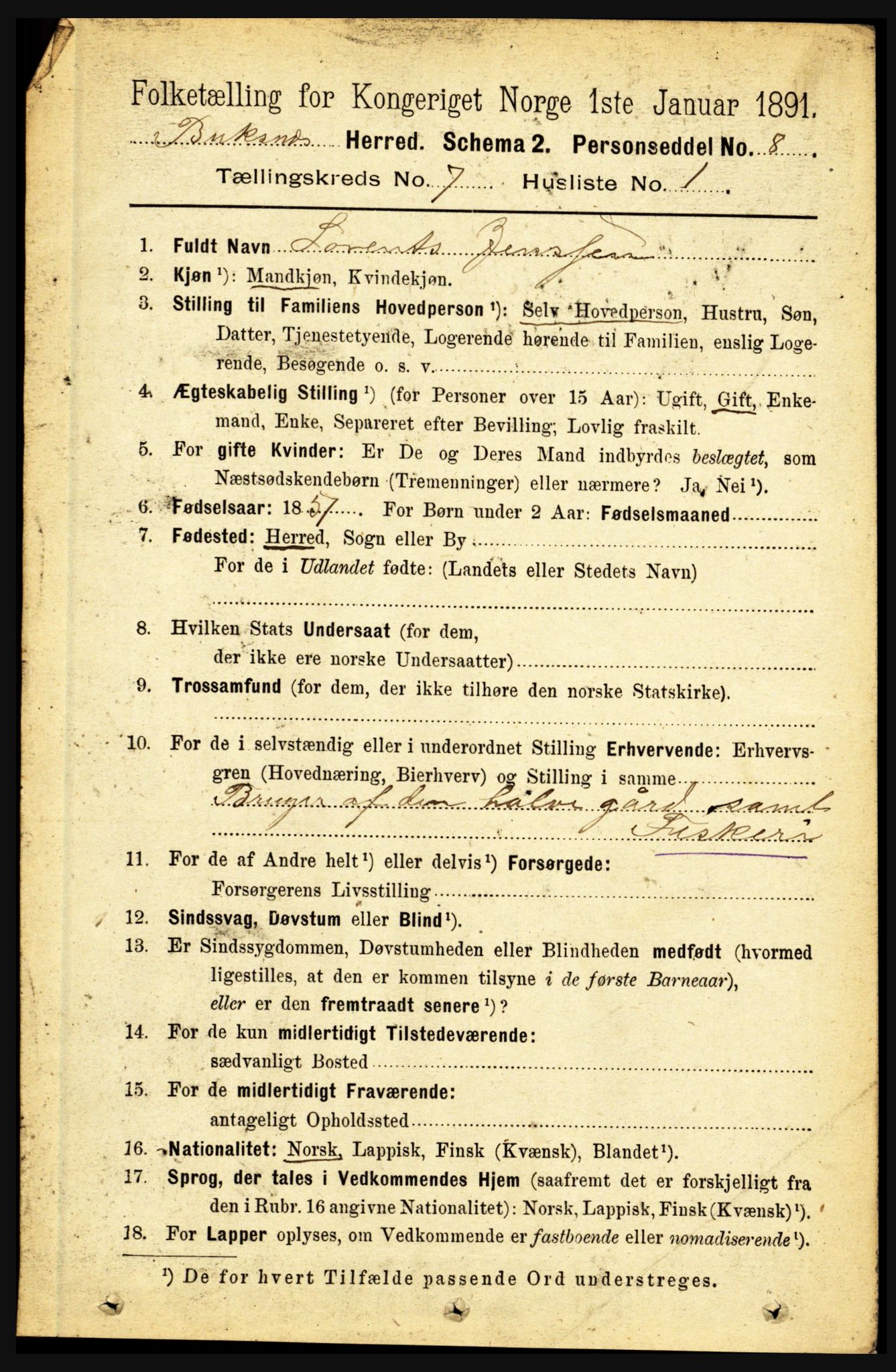RA, Folketelling 1891 for 1860 Buksnes herred, 1891, s. 4997