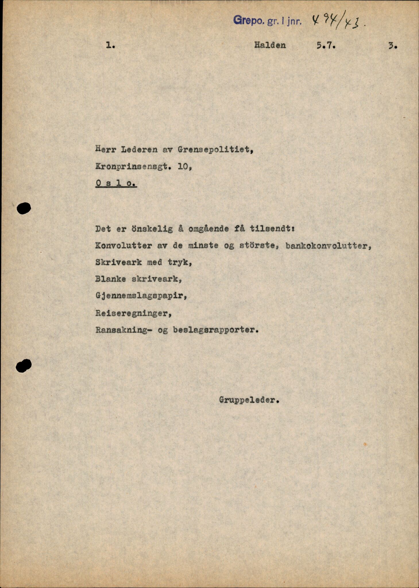 Forsvarets Overkommando. 2 kontor. Arkiv 11.4. Spredte tyske arkivsaker, AV/RA-RAFA-7031/D/Dar/Darc/L0006: BdSN, 1942-1945, s. 1166