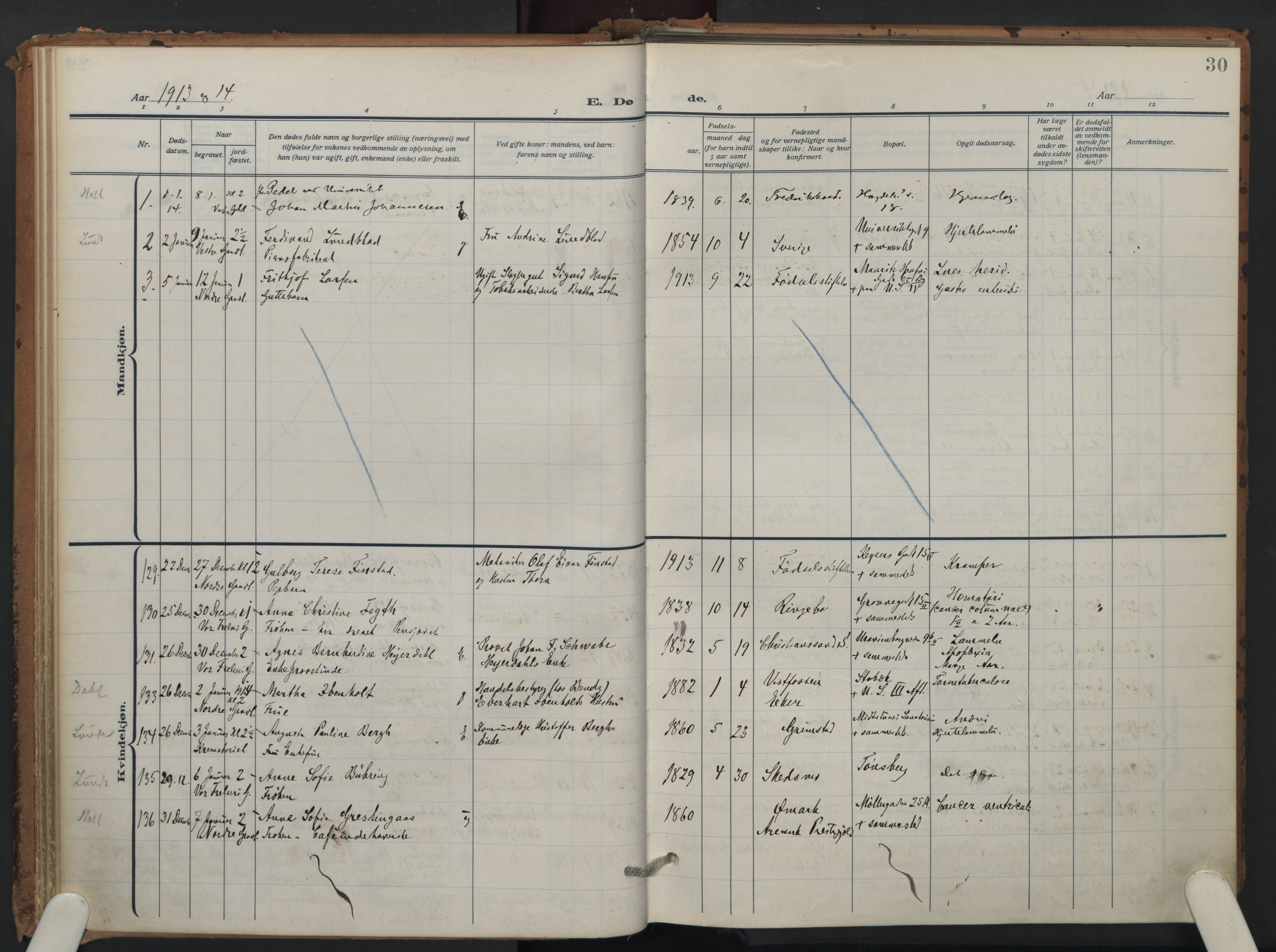Trefoldighet prestekontor Kirkebøker, AV/SAO-A-10882/F/Fd/L0005: Ministerialbok nr. IV 5, 1912-1929, s. 30