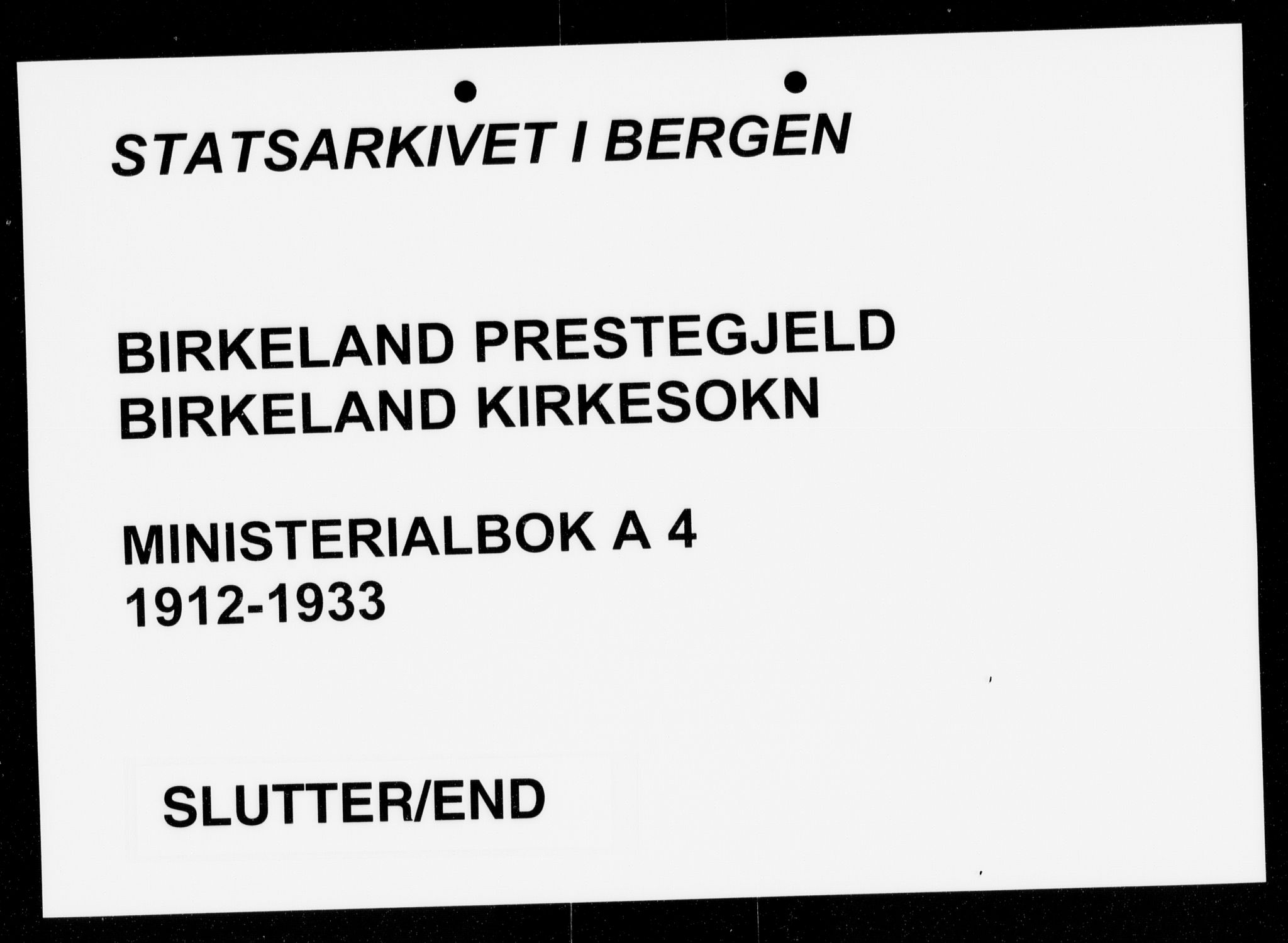 Fana Sokneprestembete, AV/SAB-A-75101/H/Haa/Haai/L0004: Ministerialbok nr. I 4, 1912-1933