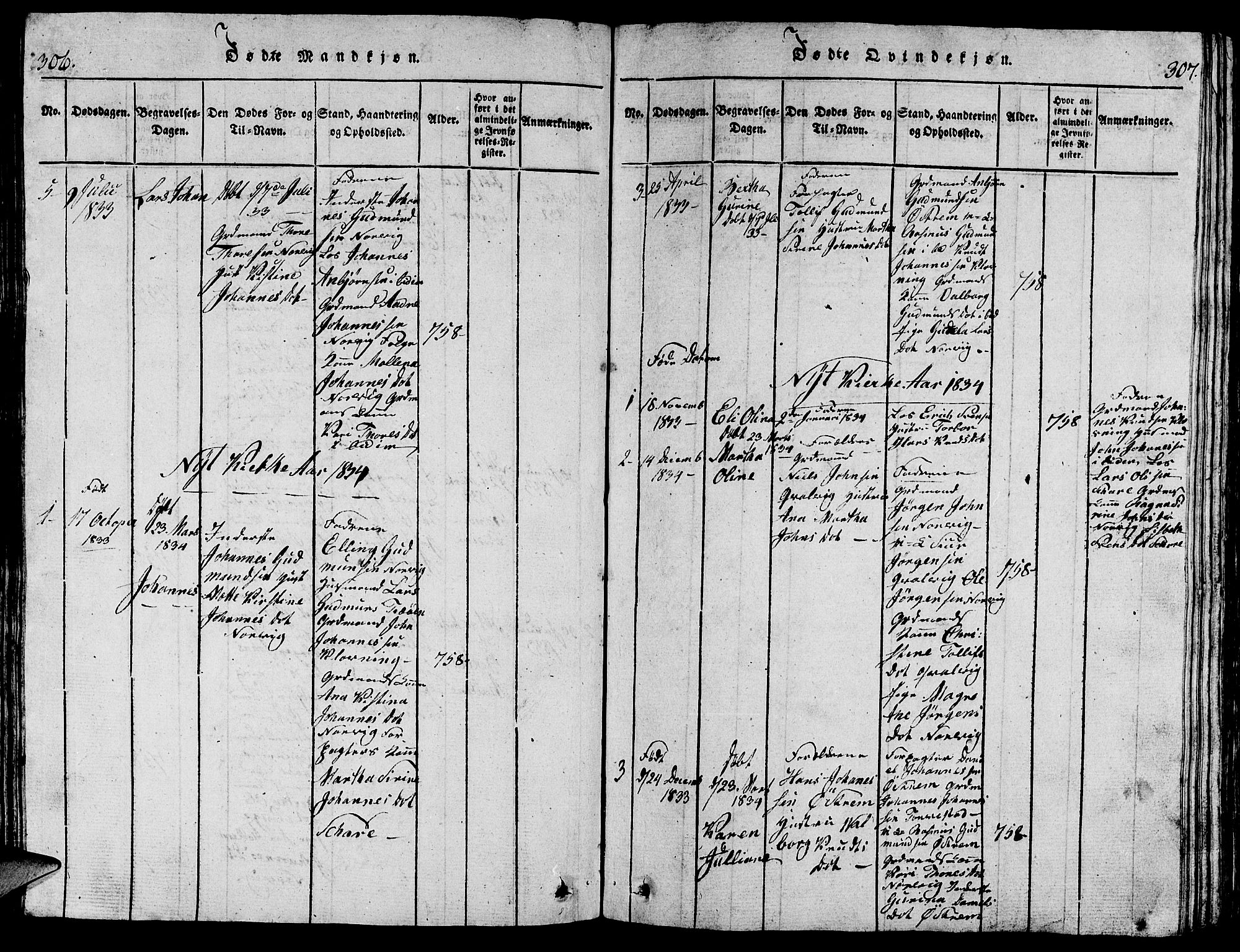 Torvastad sokneprestkontor, SAST/A -101857/H/Ha/Hab/L0001: Klokkerbok nr. B 1 /2, 1817-1834, s. 306-307