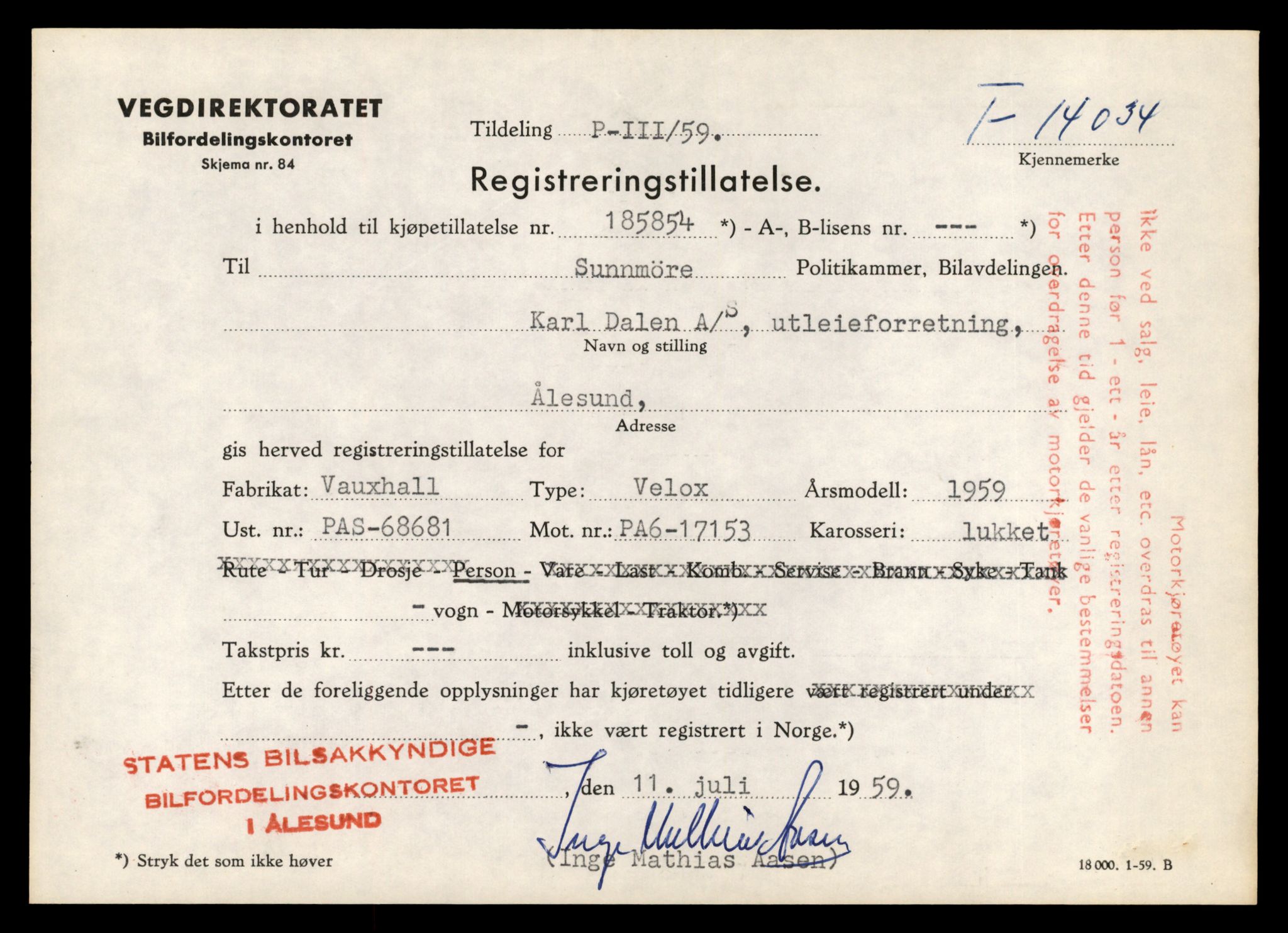 Møre og Romsdal vegkontor - Ålesund trafikkstasjon, AV/SAT-A-4099/F/Fe/L0042: Registreringskort for kjøretøy T 13906 - T 14079, 1927-1998, s. 2029