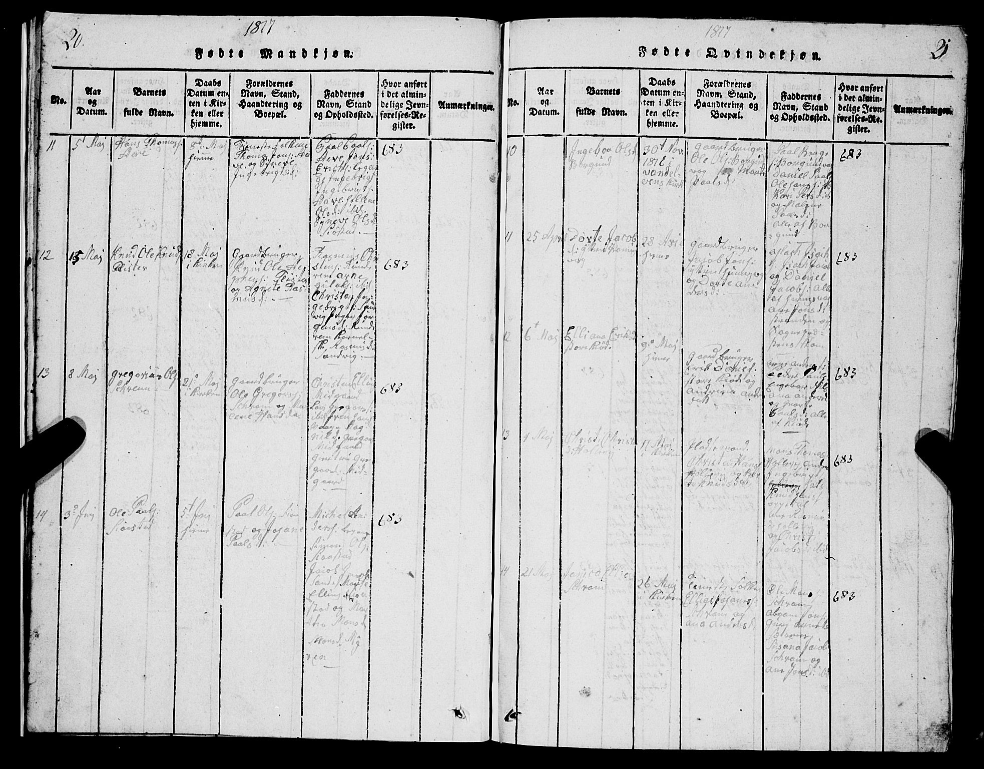 Selje sokneprestembete, AV/SAB-A-99938/H/Ha/Hab/Haba: Klokkerbok nr. A 1, 1816-1828, s. 20-21