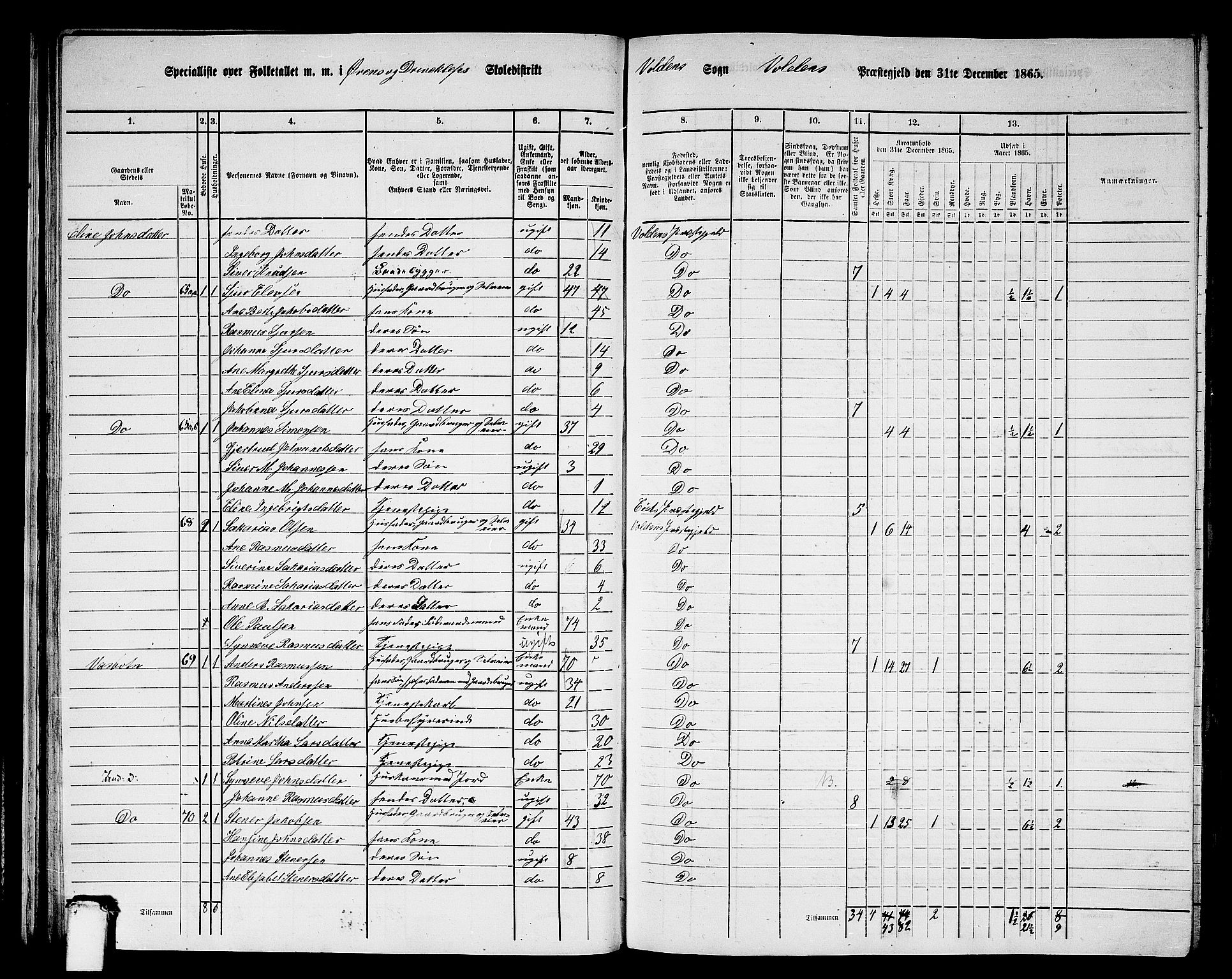 RA, Folketelling 1865 for 1519P Volda prestegjeld, 1865, s. 42
