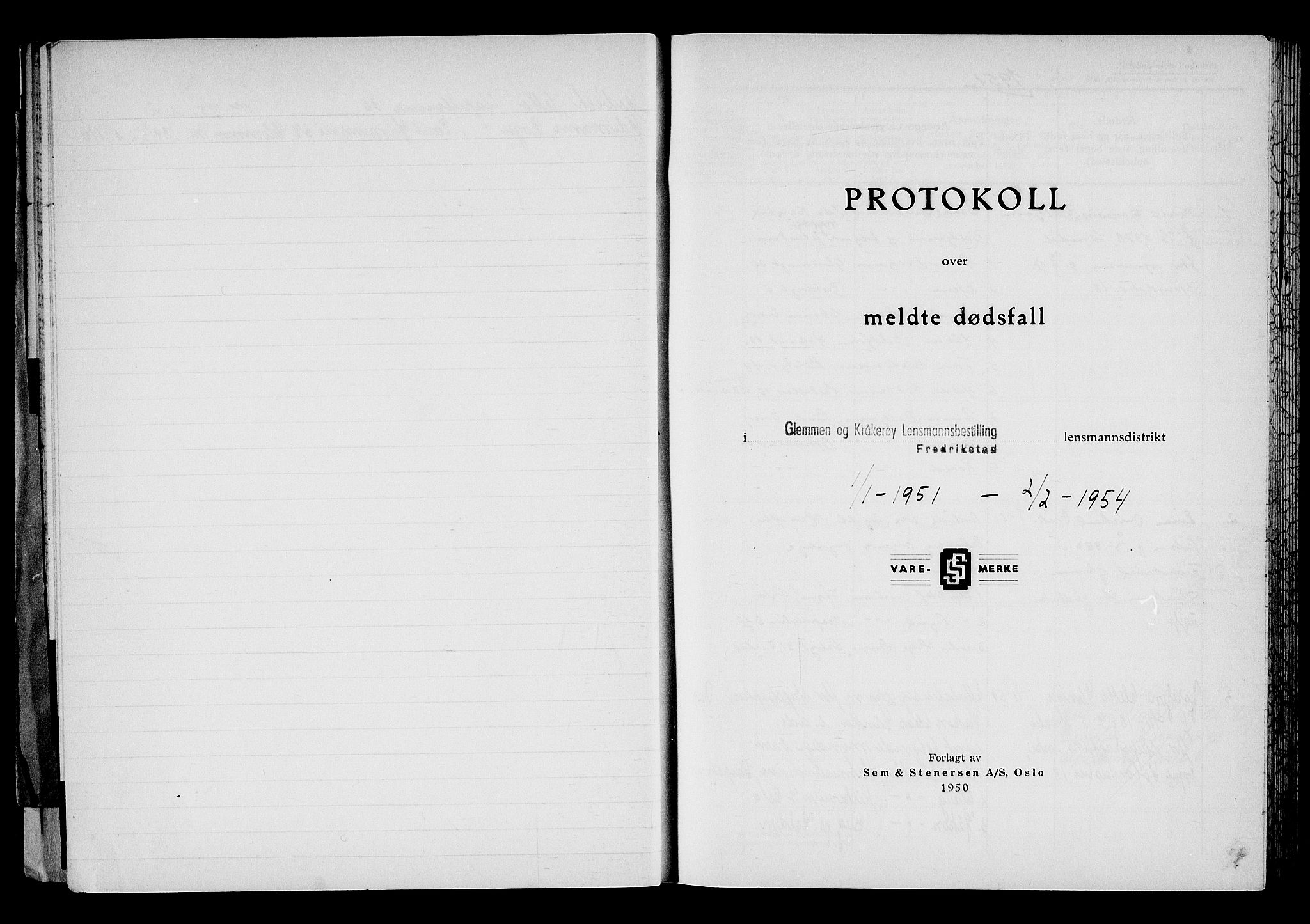 Glemmen lensmannskontor, AV/SAO-A-10123/H/Ha/Haa/L0011: Dødsfallsprotokoll, 1951-1954