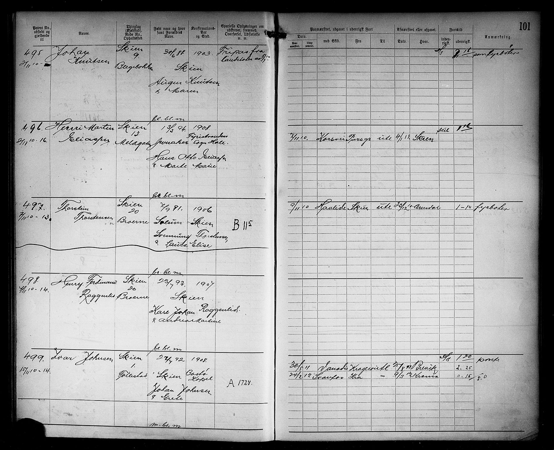 Skien innrulleringskontor, AV/SAKO-A-832/F/Fc/L0006: Annotasjonsrulle, 1899-1911, s. 103