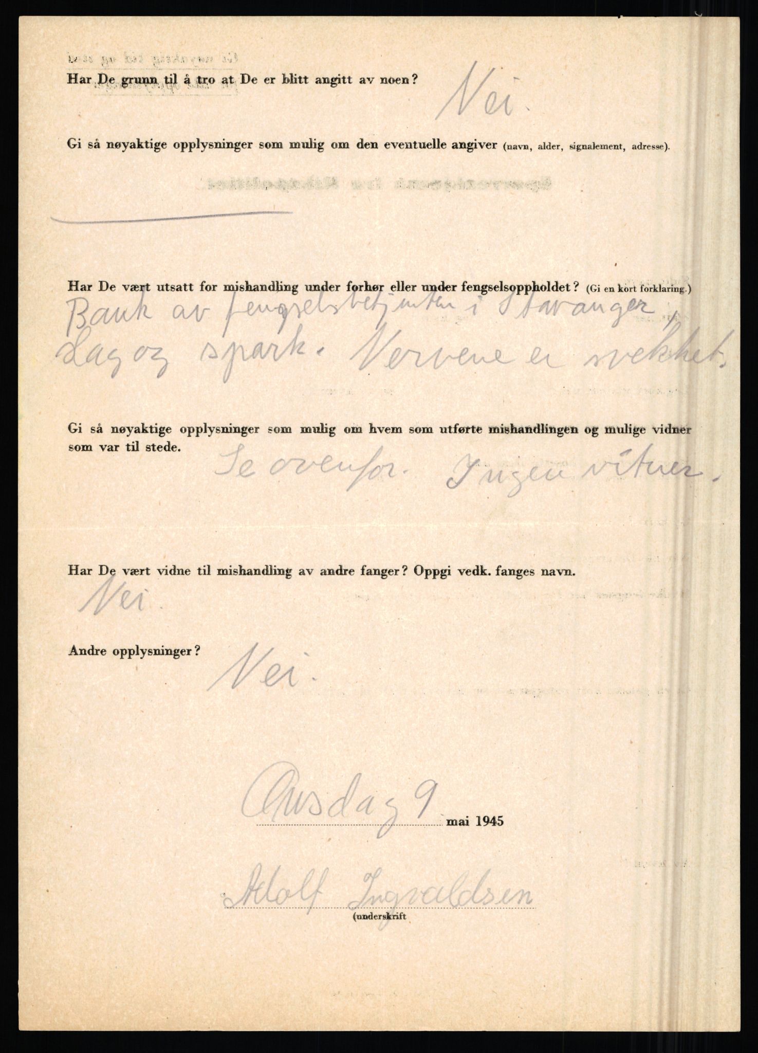 Rikspolitisjefen, AV/RA-S-1560/L/L0007: Heen, Erik C. - Iversen, Trygve, 1940-1945, s. 1162