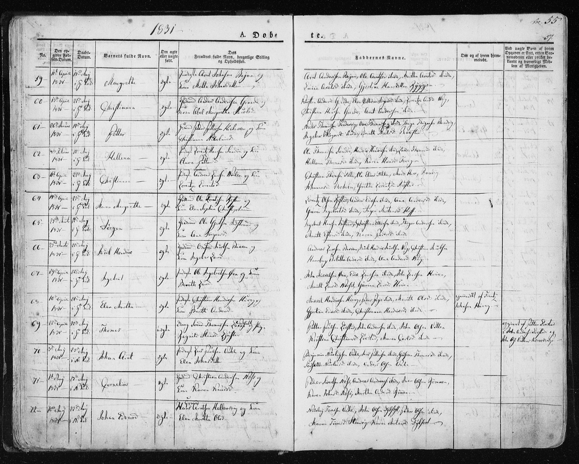Ministerialprotokoller, klokkerbøker og fødselsregistre - Sør-Trøndelag, SAT/A-1456/659/L0735: Ministerialbok nr. 659A05, 1826-1841, s. 55