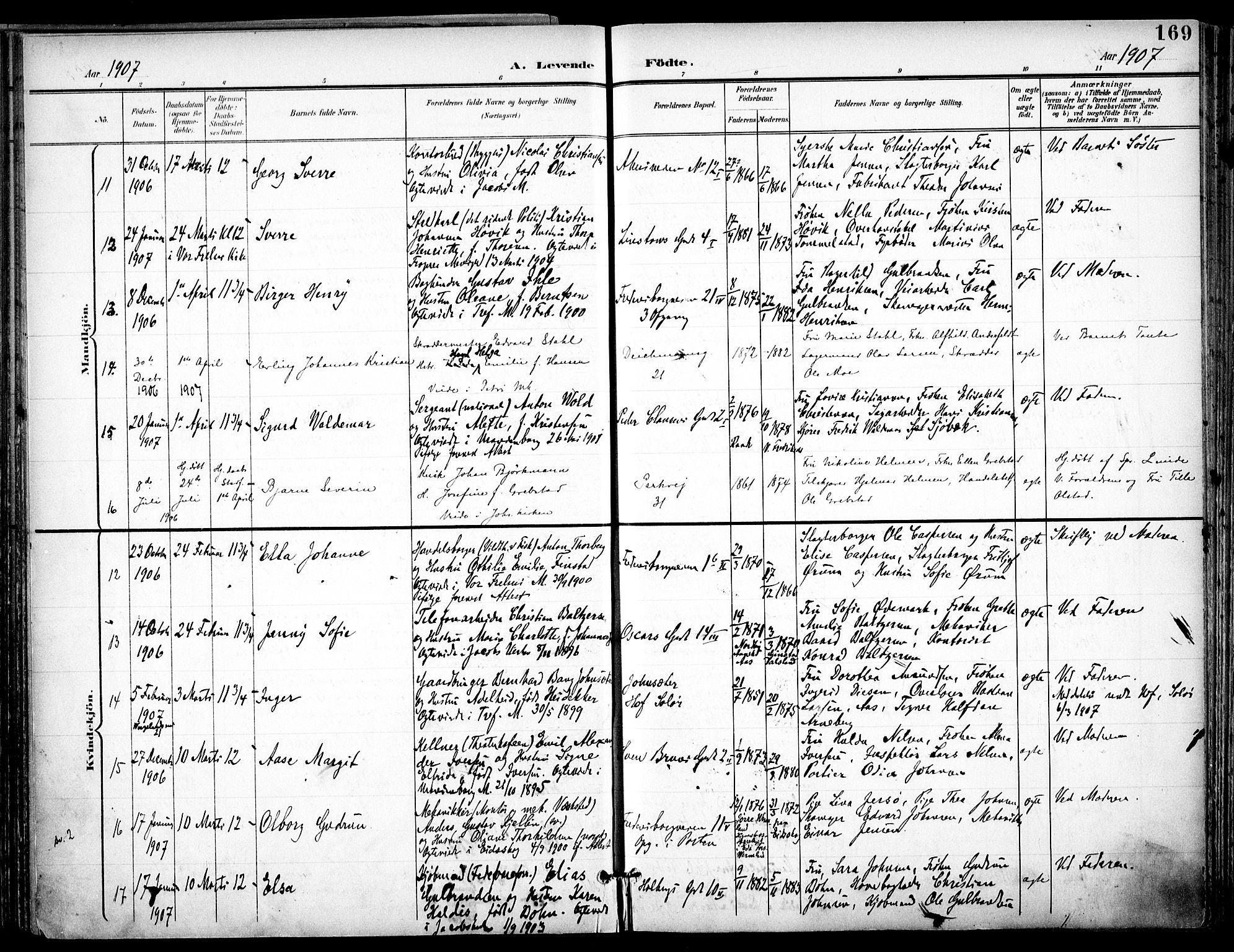 Trefoldighet prestekontor Kirkebøker, AV/SAO-A-10882/F/Fa/L0007: Ministerialbok nr. I 7, 1900-1914, s. 169